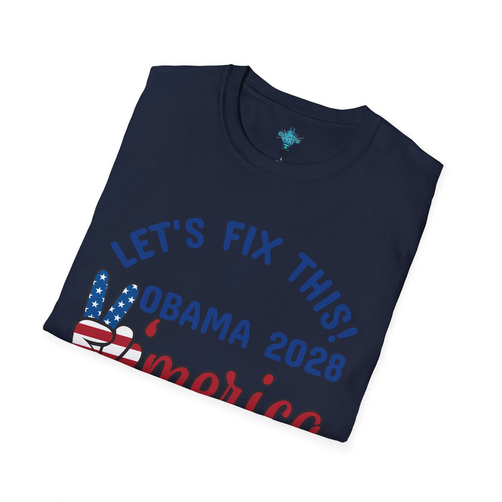 VYBZ Obama 2028 Unisex Softstyle T-Shirt, Casual Wear, Political Statement Tee, Gift for Activists, Election Merchandise