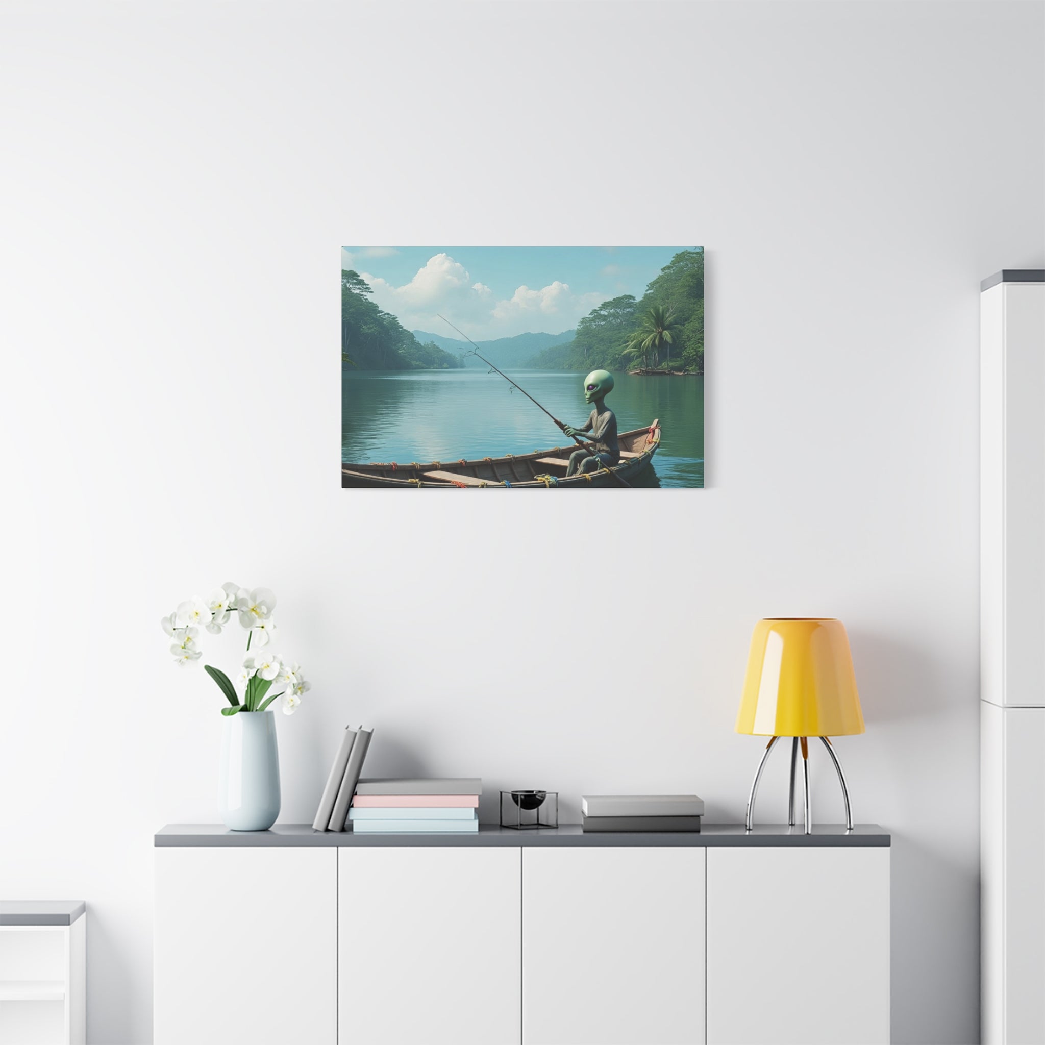 Alien Fishing Canvas Art