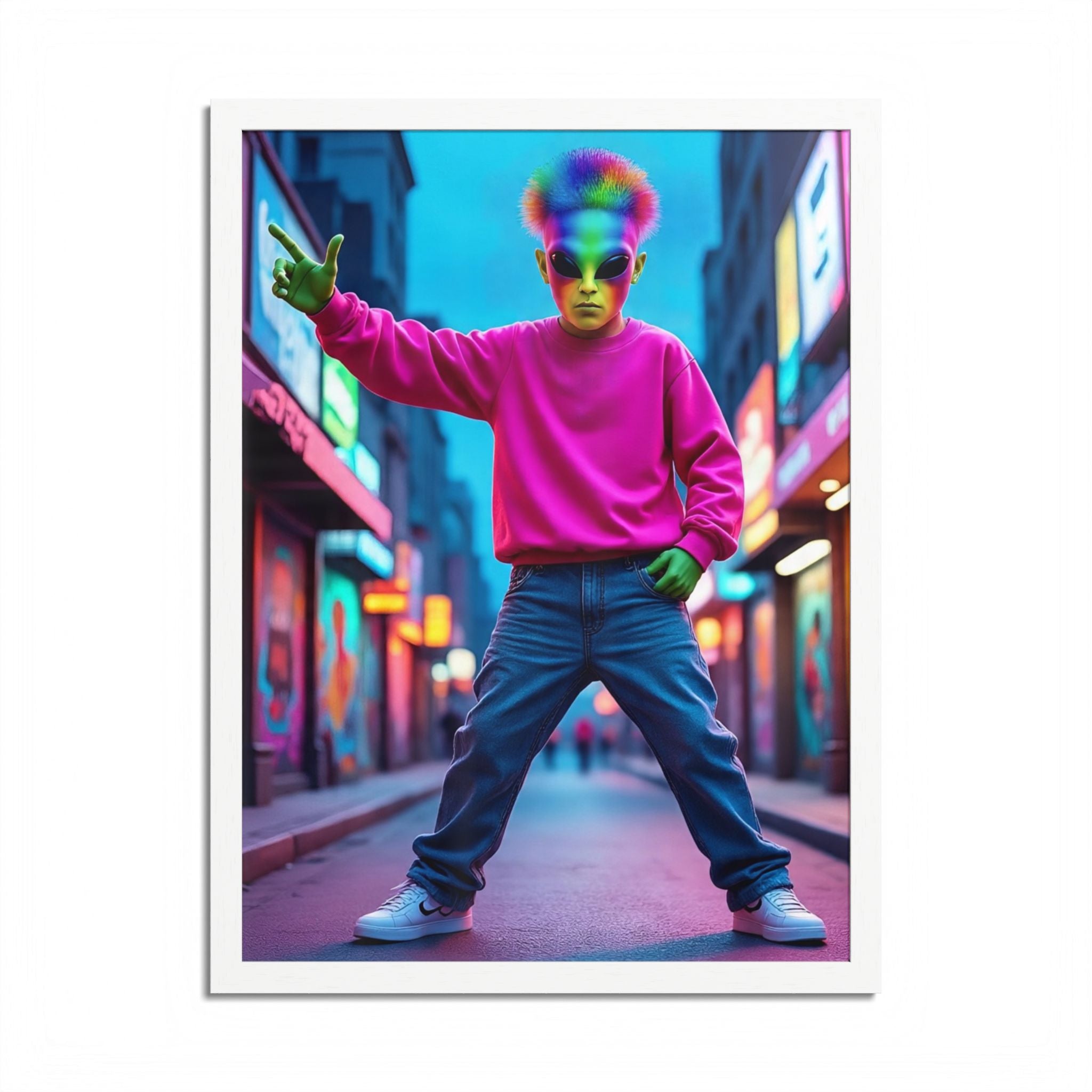 Vibrant Framed Poster, Colorful Wall Art for Home Décor, Funky Room Decoration, Unique Gift for Art Lovers, Retro Vibes, Pop Culture