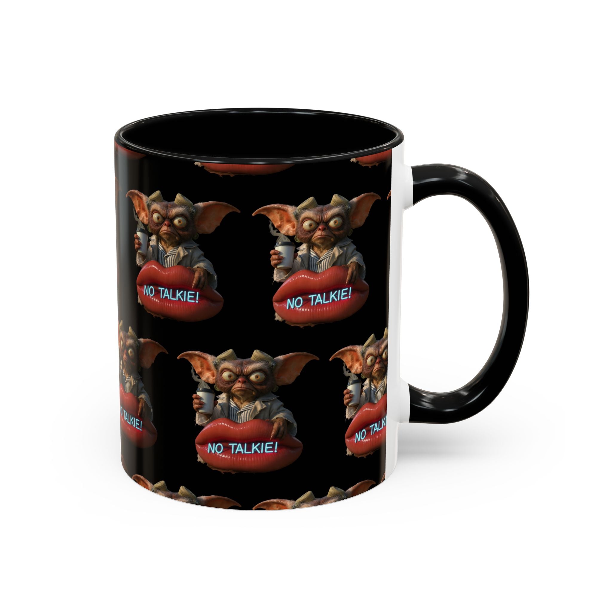 No Talkie Coffee Mug — Funny Grumpy Creature Accent Mug (11/15oz)