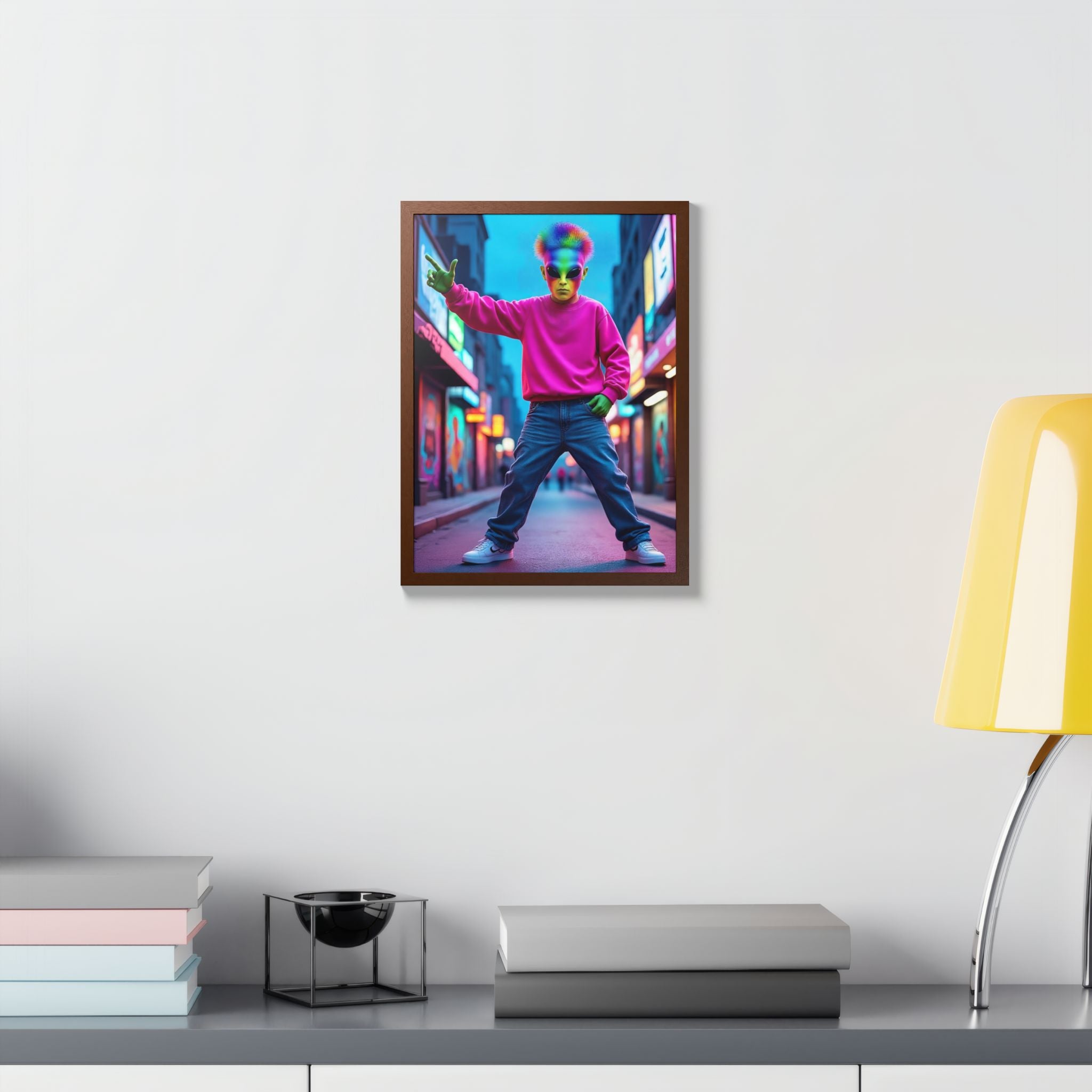 Vibrant Framed Poster, Colorful Wall Art for Home Décor, Funky Room Decoration, Unique Gift for Art Lovers, Retro Vibes, Pop Culture