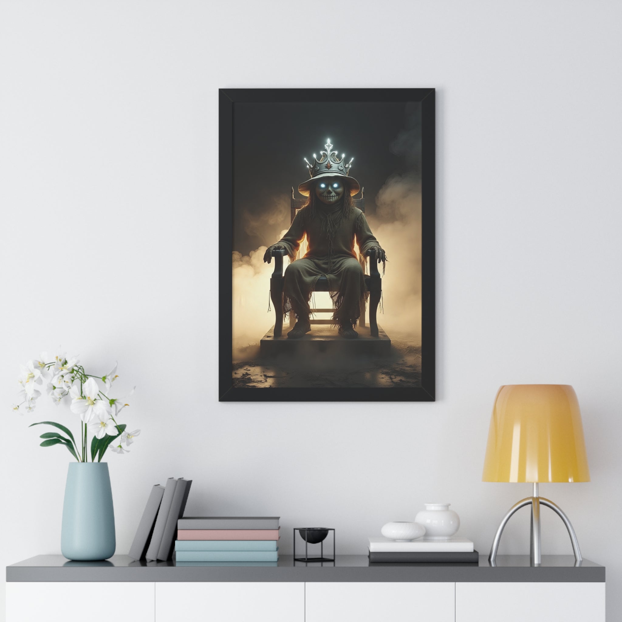 Whimsical Framed Vertical Poster - Unique Wall Art for Home Decor, Halloween Decor, Gift for Animal Lovers, Mystical Artwork, Fantasy Decor