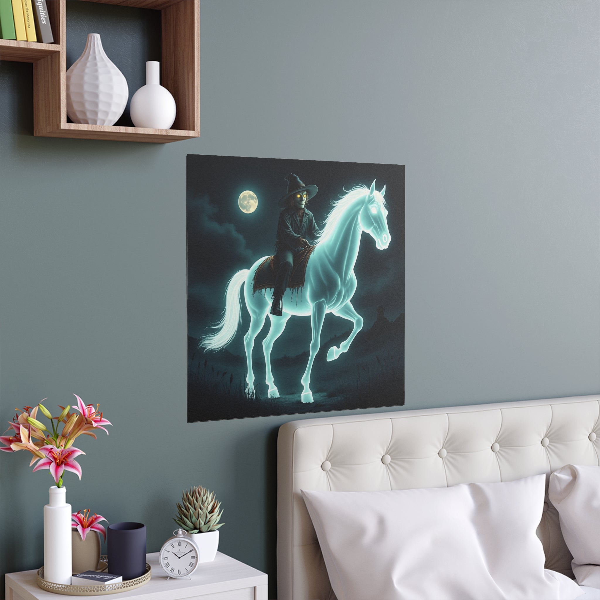 Mystical Wizard Horse Silk Poster, Home Decor, Halloween Art, Wall Art, Gift for Horse Lovers, Indoor and Outdoor Decoration