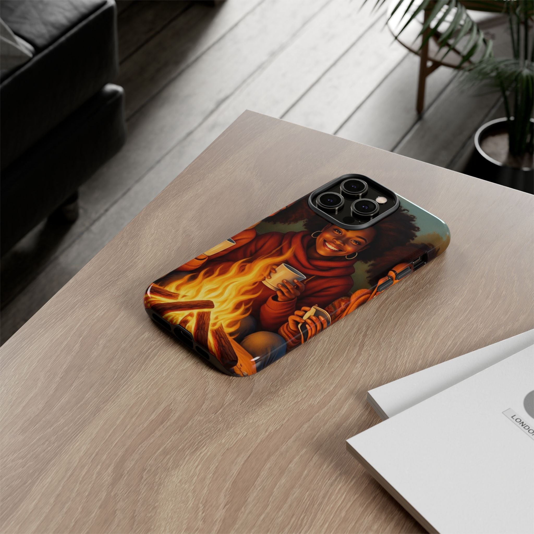 Cozy Phone Case for Campfire Lovers, Tough Cases with Inspirational Design, Perfect Gift for Friends, Birthday Present, Nature Vibe