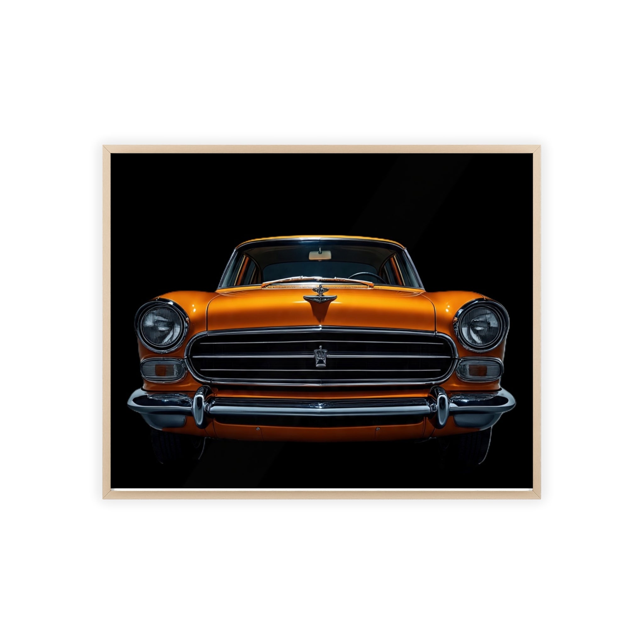 Classic Car Art Poster with Wooden Frame, Vintage Auto Decor, Gift for Car Lovers, Retro Wall Art, Home & Office Decoration