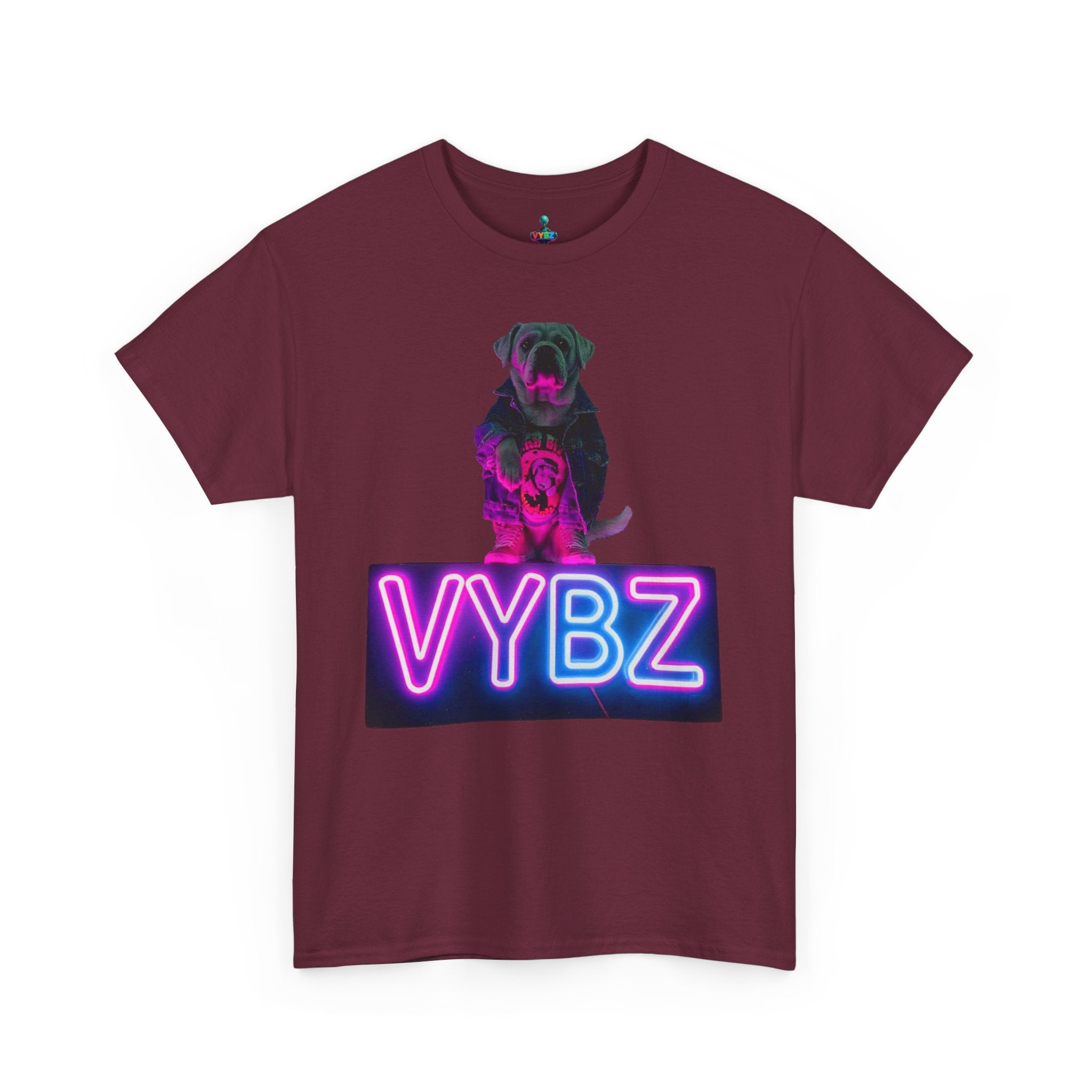 Neon Dog VYBZ Tee, Unisex Heavy Cotton T-Shirt, Casual Wear, Pet Lovers Gift, Streetwear Style, Dog Lover Apparel