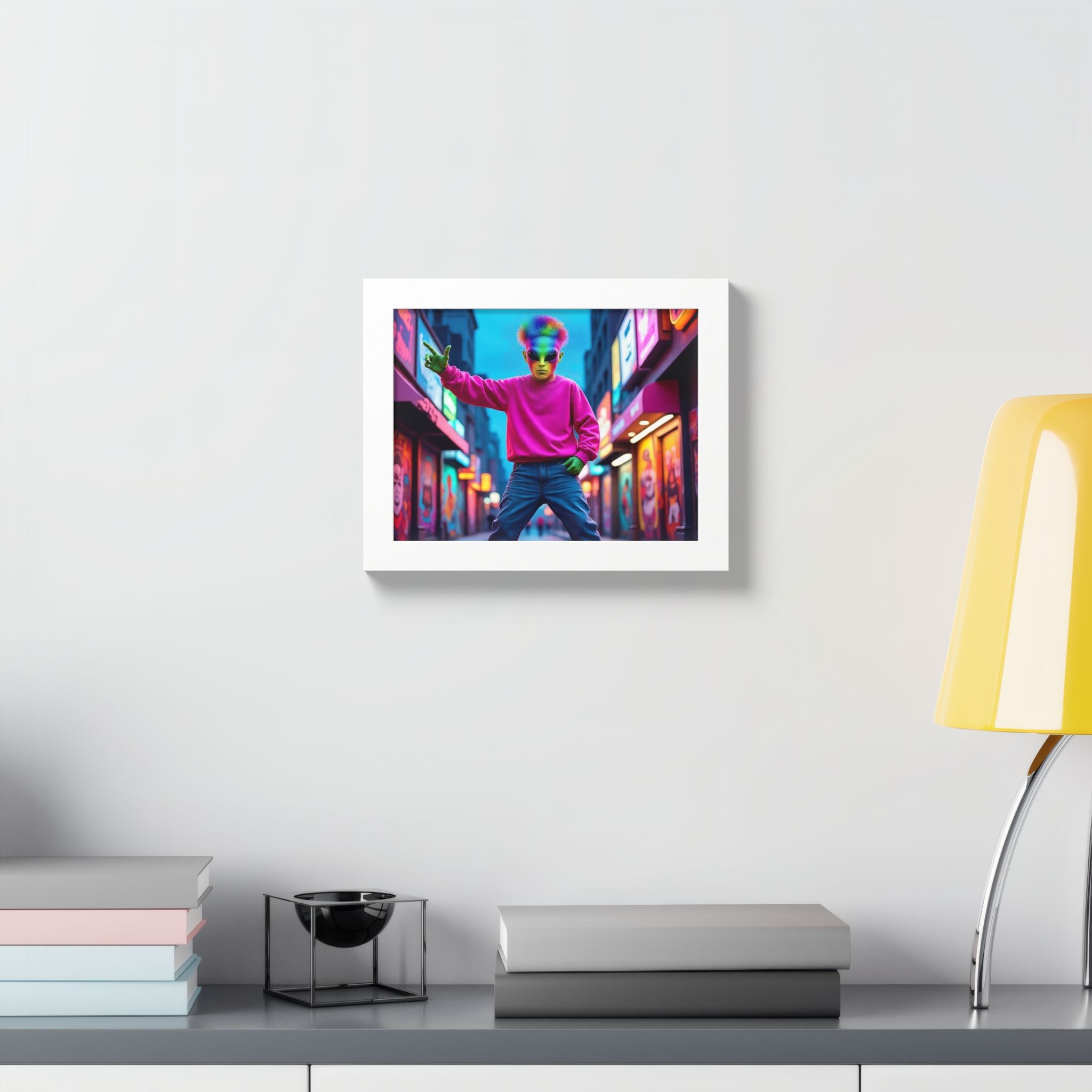 Vibrant Framed Poster, Colorful Wall Art for Home Décor, Funky Room Decoration, Unique Gift for Art Lovers, Retro Vibes, Pop Culture