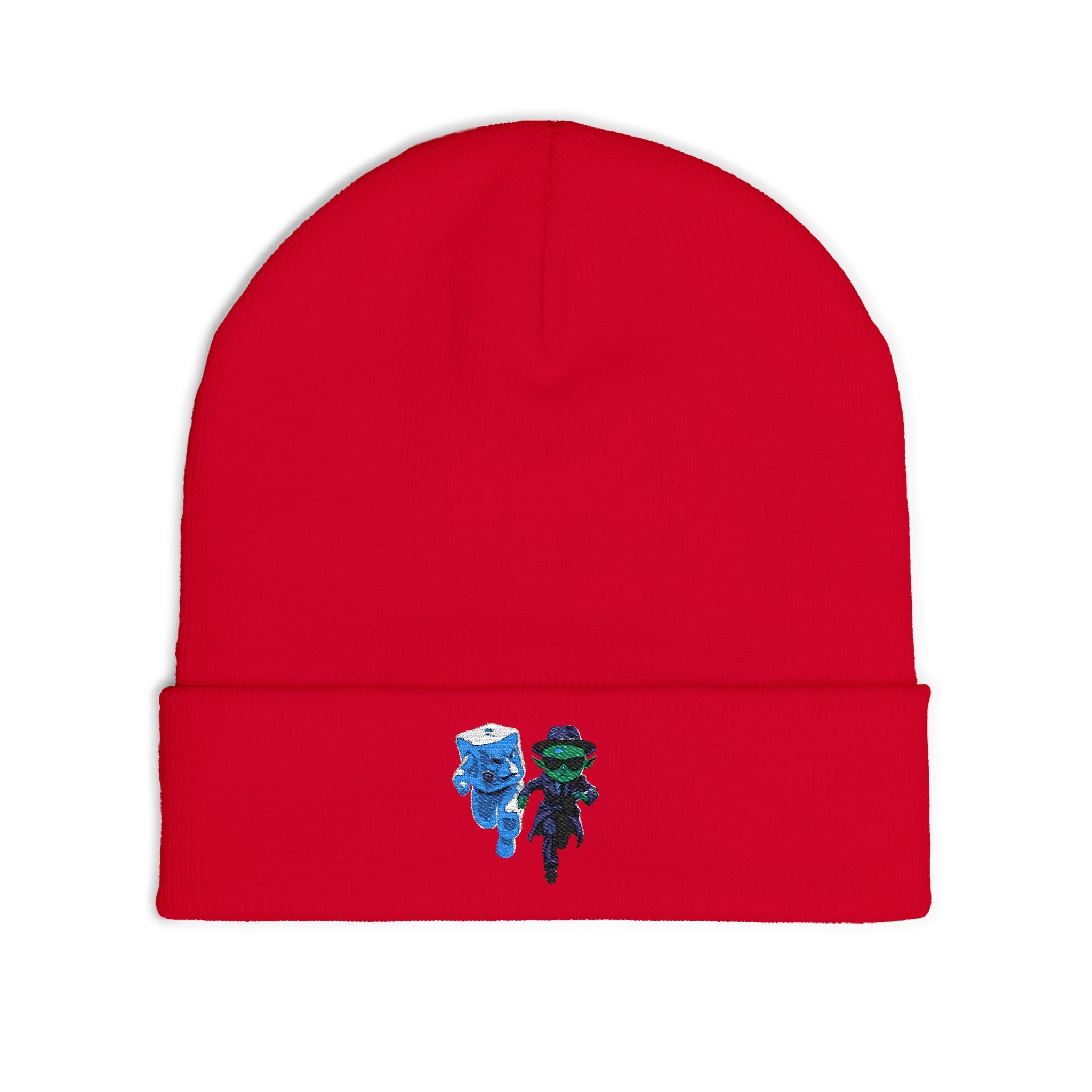 Alien Ice Knit Beanie, Embroidered Winter Hat
