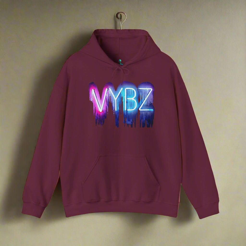 Vibrant VYBZ Unisex Hooded Sweatshirt, Trendy Streetwear, Layering Essential, Gift for Friends, Music Festival Outfit