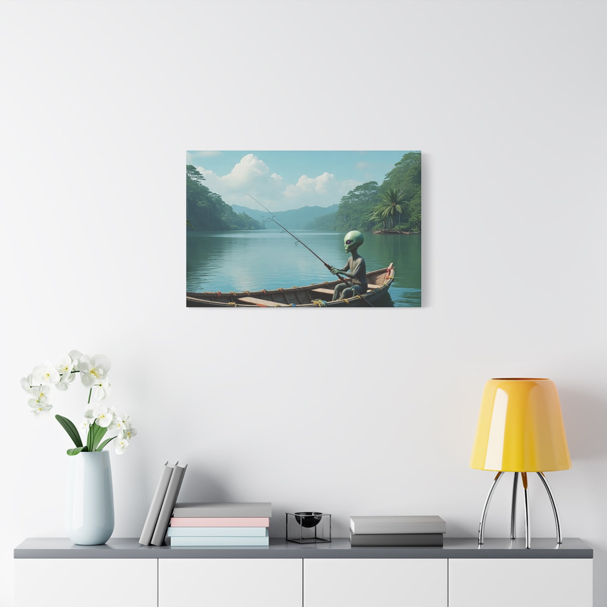 Alien Fishing Canvas Art