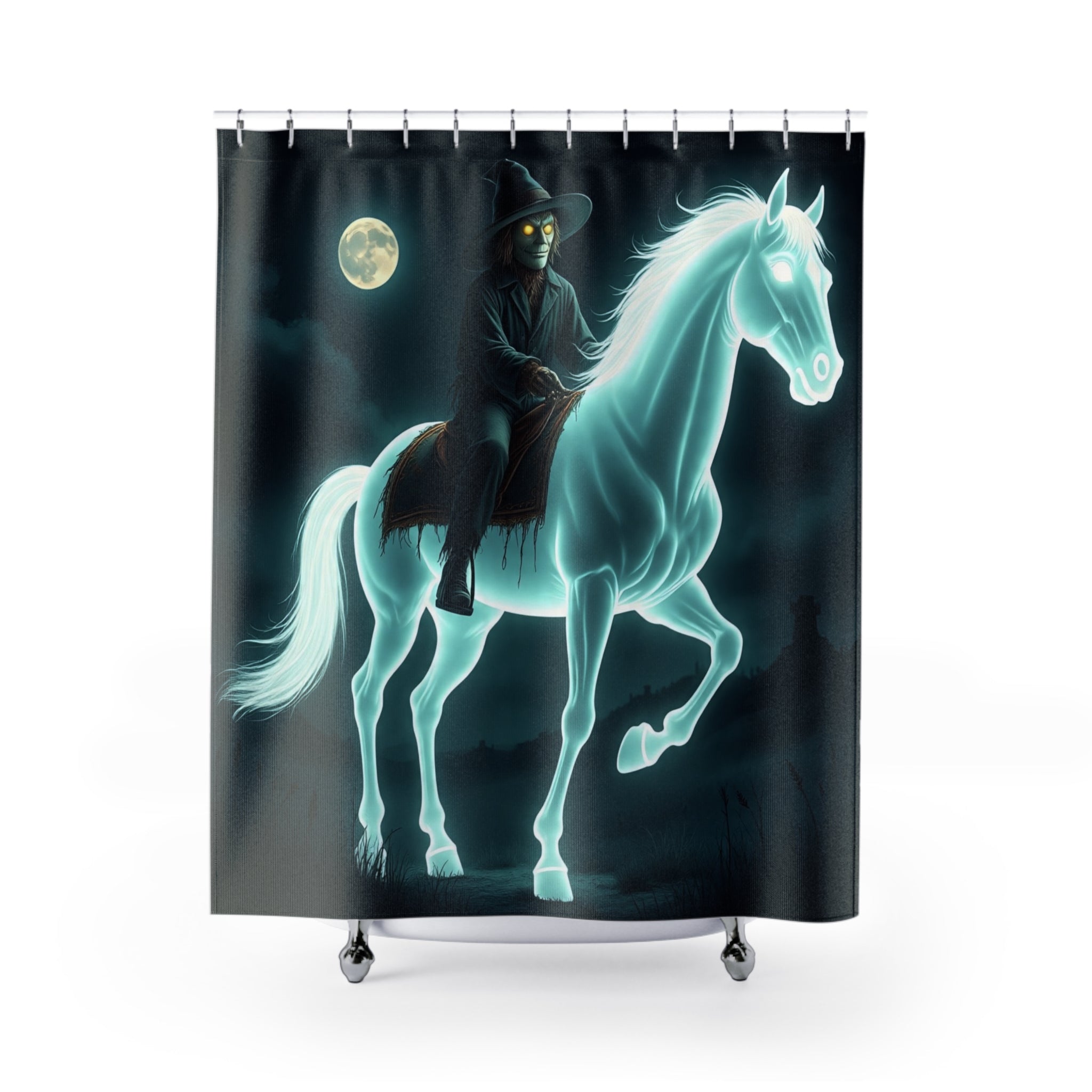 Halloween Shower Curtains with Scarecrow and Ghost Horse Design
