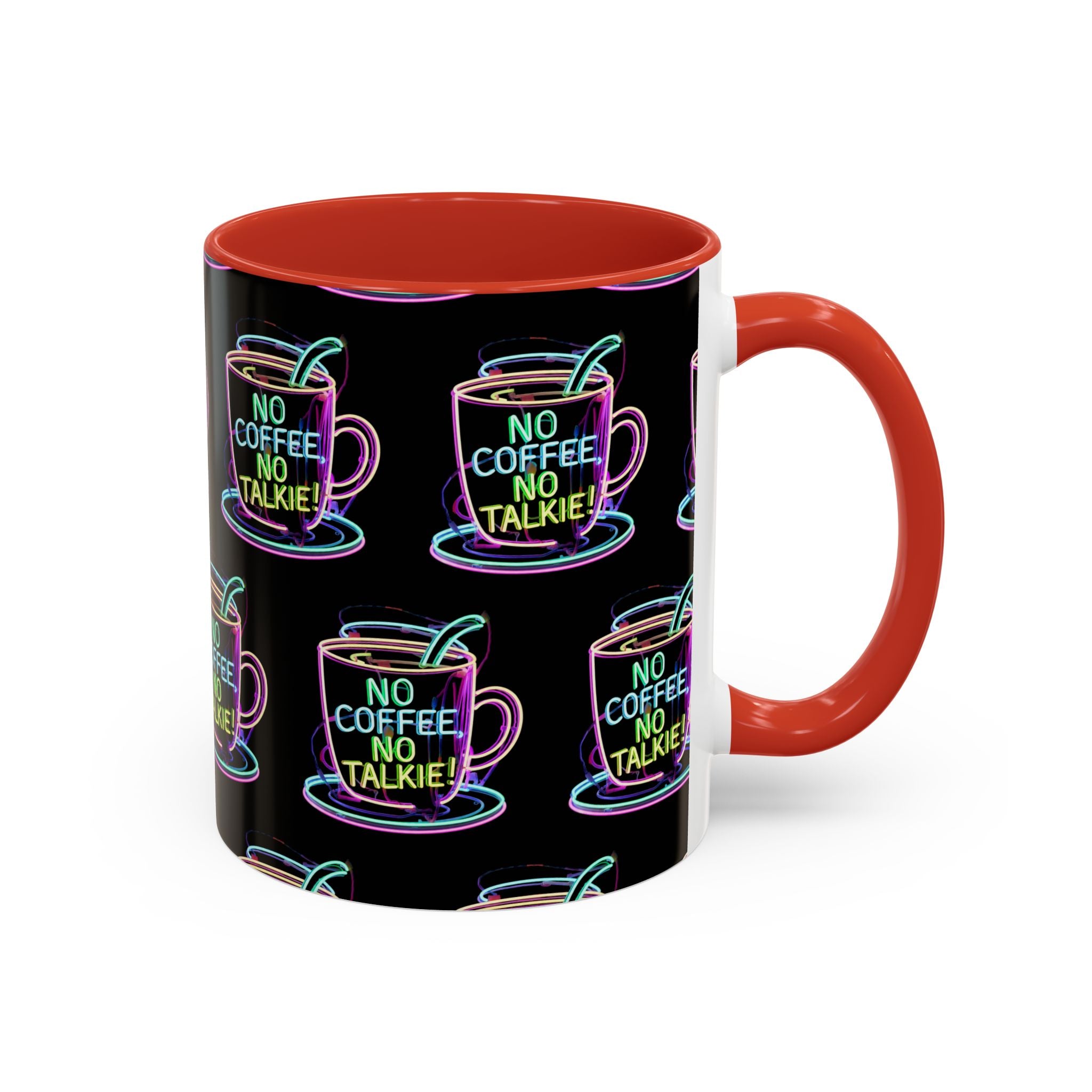 Coffee Mug — "No Coffee No Talkie" Neon Accent Mug