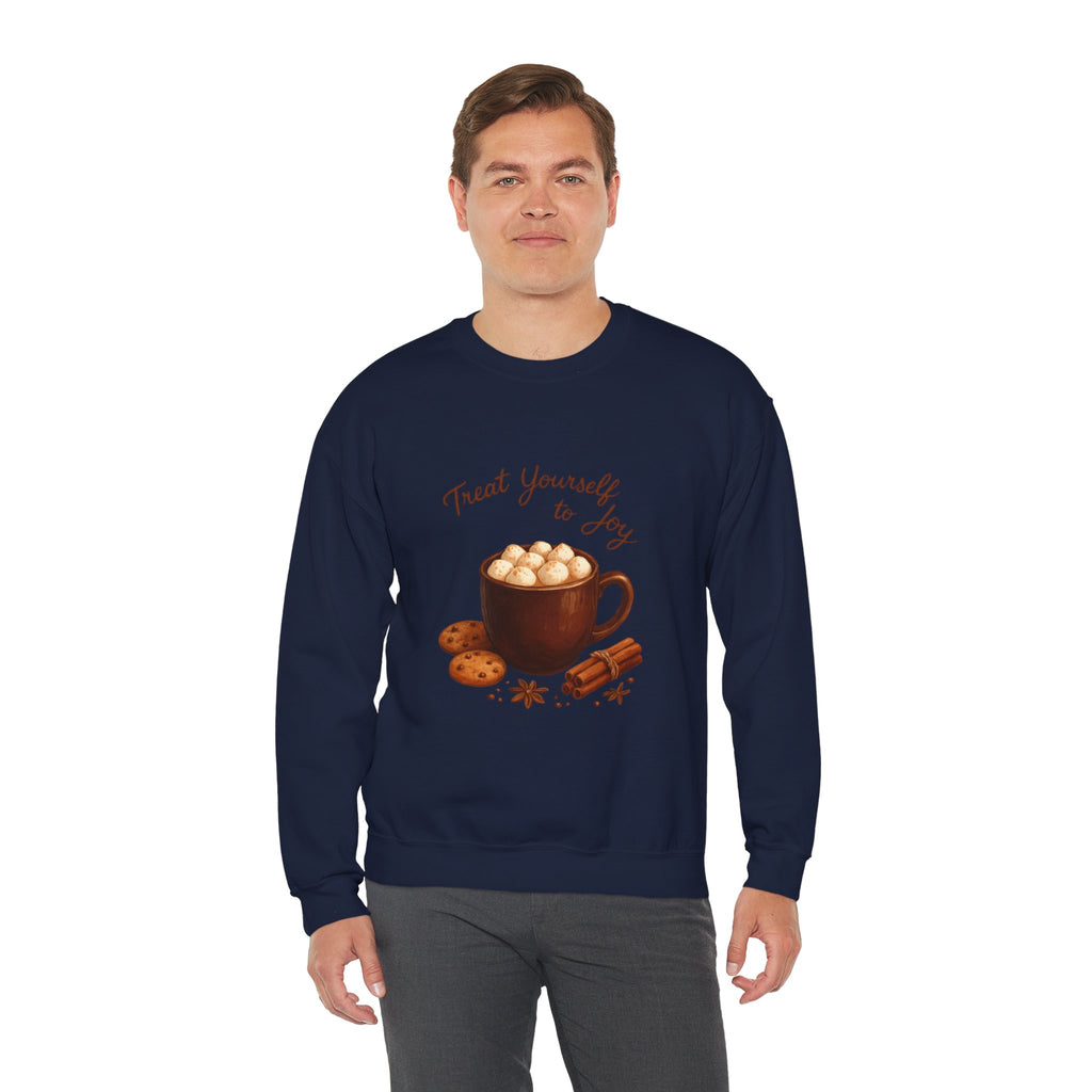 Cozy Hot Cocoa Sweatshirt — "Treat Yourself to Joy" Crewneck