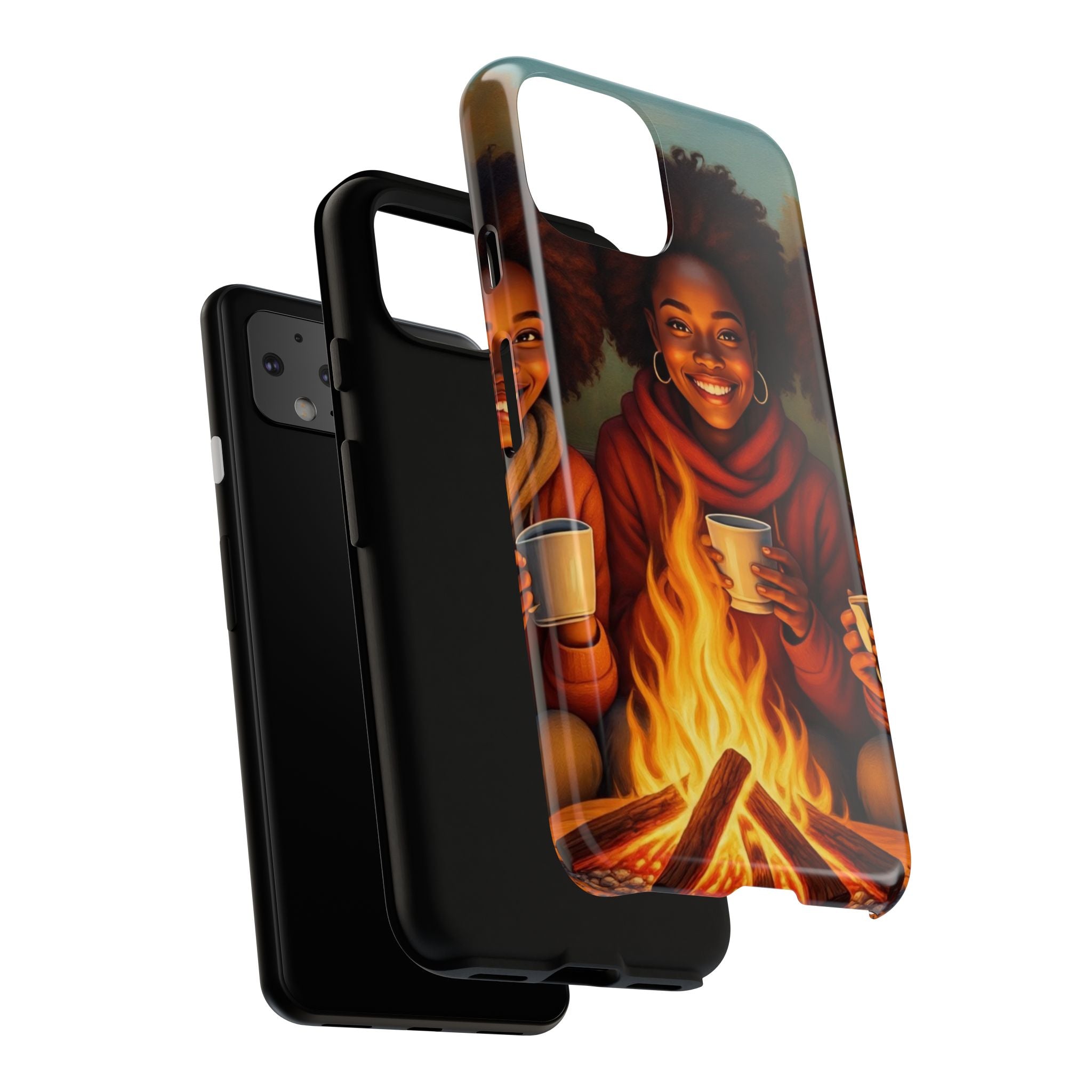 Cozy Phone Case for Campfire Lovers, Tough Cases with Inspirational Design, Perfect Gift for Friends, Birthday Present, Nature Vibe