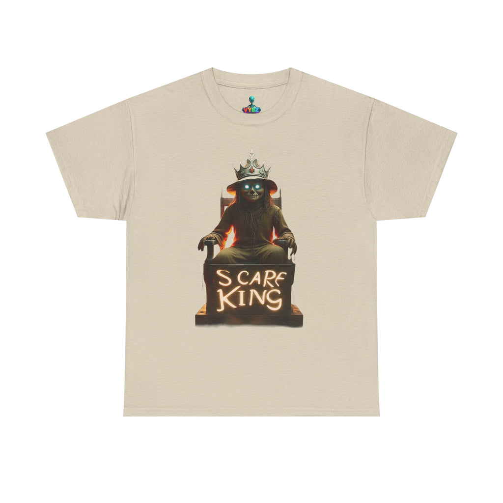 VYBZ Scare King Unisex Heavy Cotton Tee, Halloween Shirt, Horror Tee, Graphic T-Shirt, Scary Costume Top, Gift for Spooky Lovers