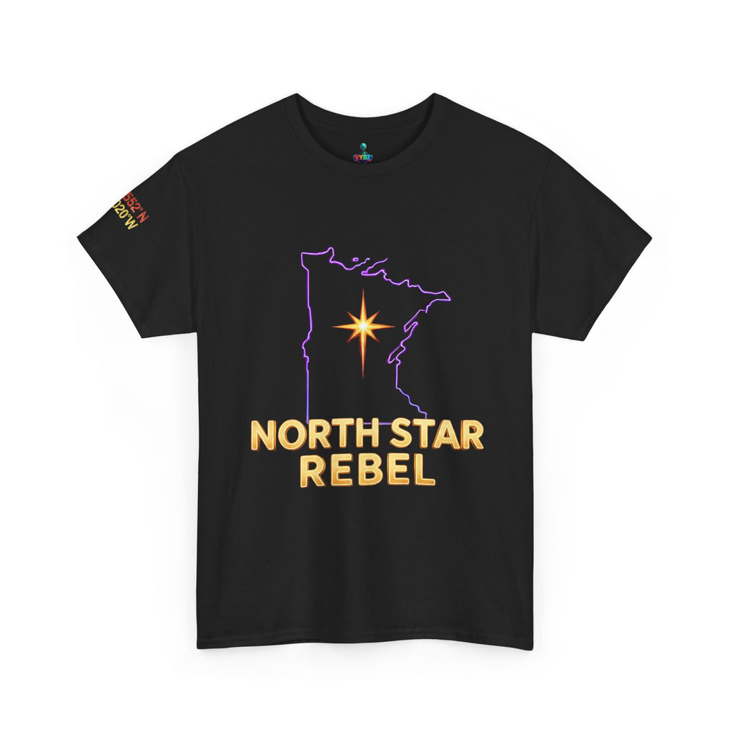 North Star Rebel Tee — Minnesota Map Shirt with "We Hold The Line" Gold Back Print