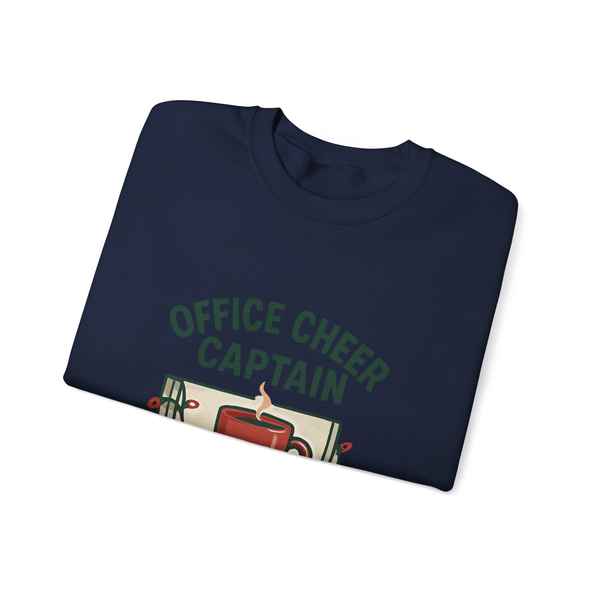 Crewneck Sweatshirt — "Office Cheer Captain" Holiday Coffee Crew