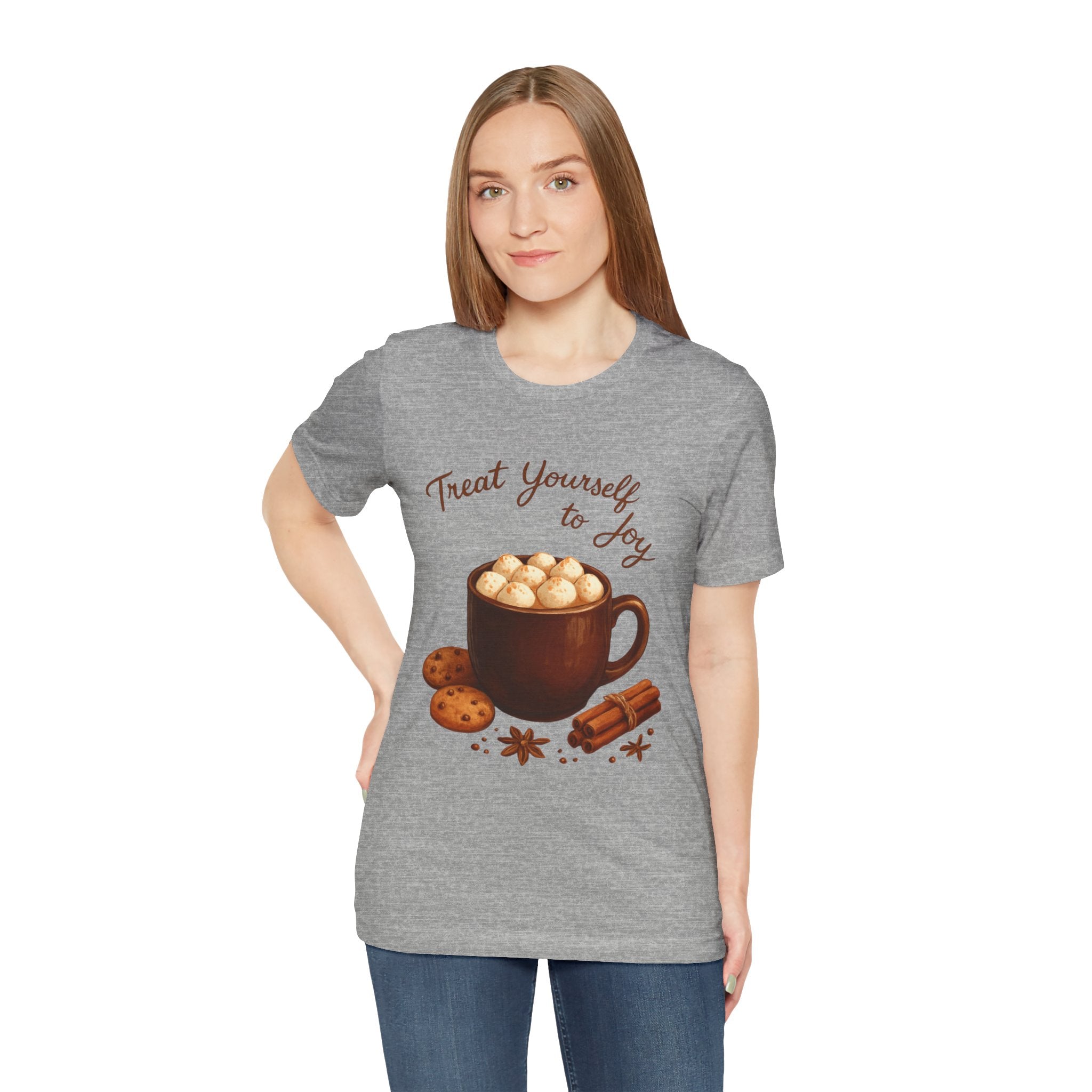 Hot Cocoa Tee — "Treat Yourself to Joy" Holiday Graphic Shirt