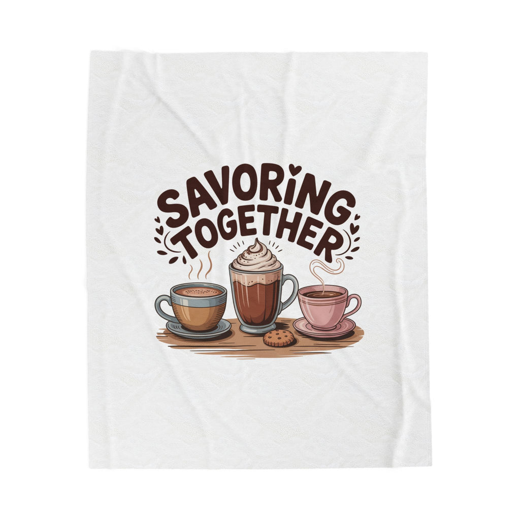 Savoring Together Plush Blanket | coffee cocoa tea cozy, caffeine crew