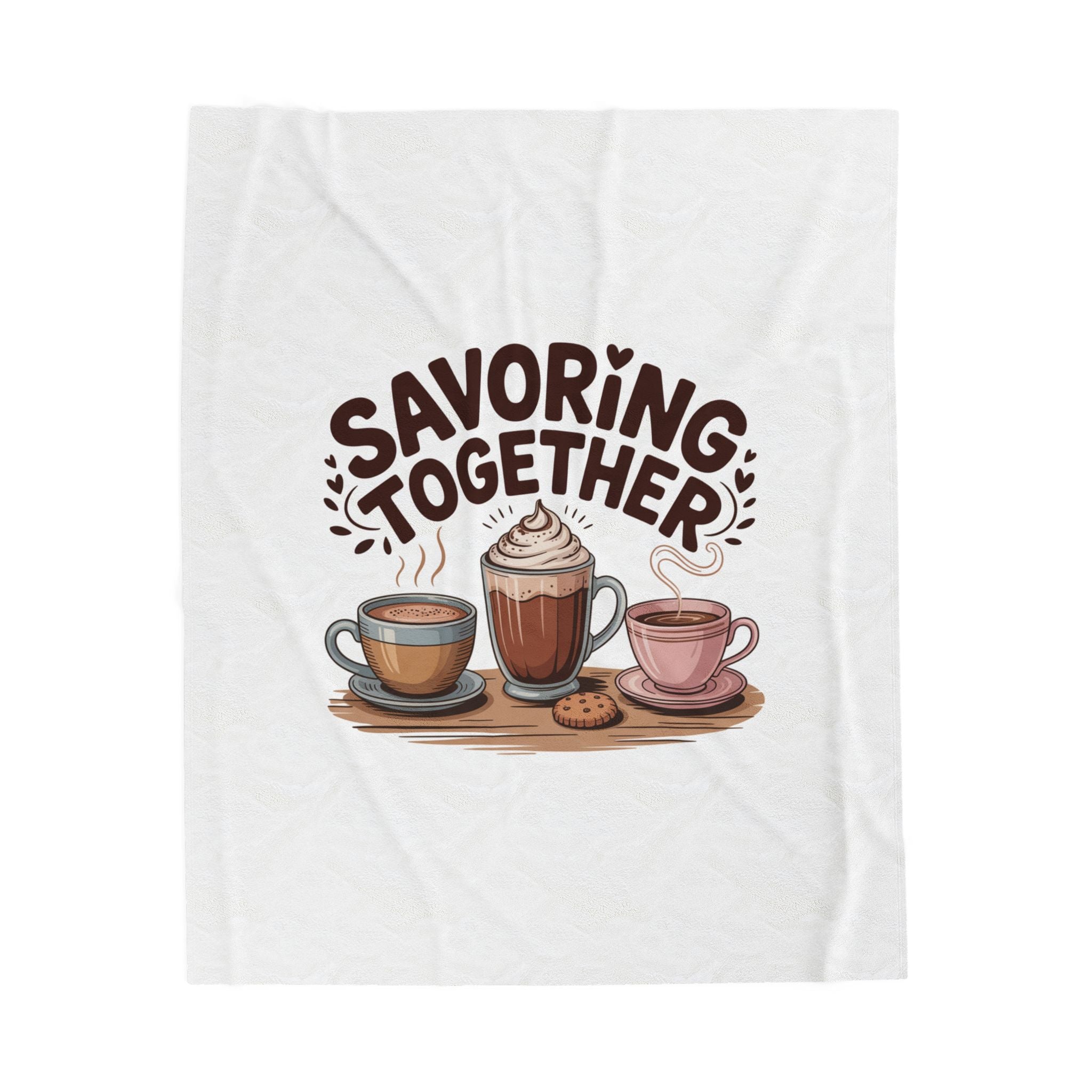 Savoring Together Plush Blanket | coffee cocoa tea cozy, caffeine crew