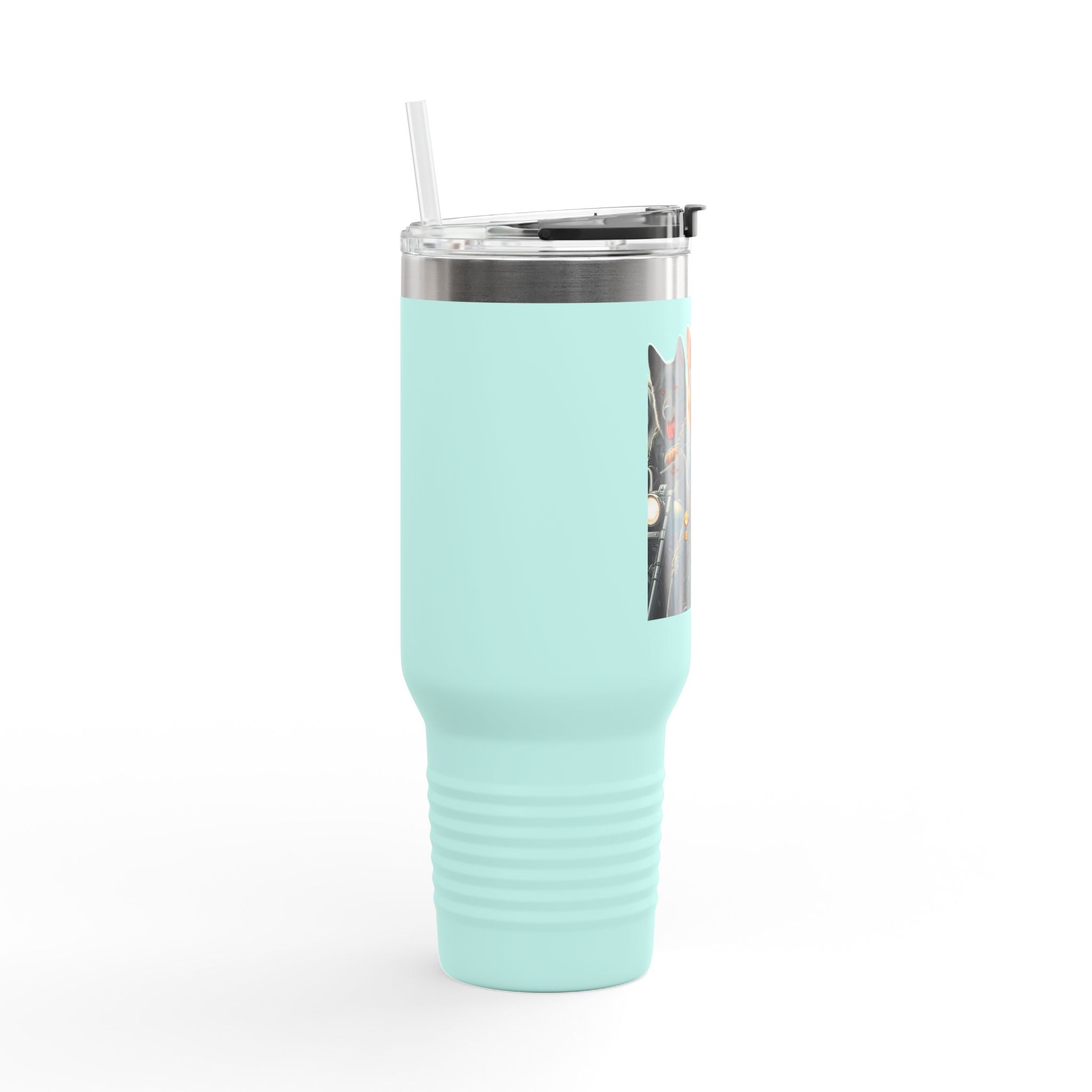 Insulated Travel Mug - Fun Motorcycle Dog Design