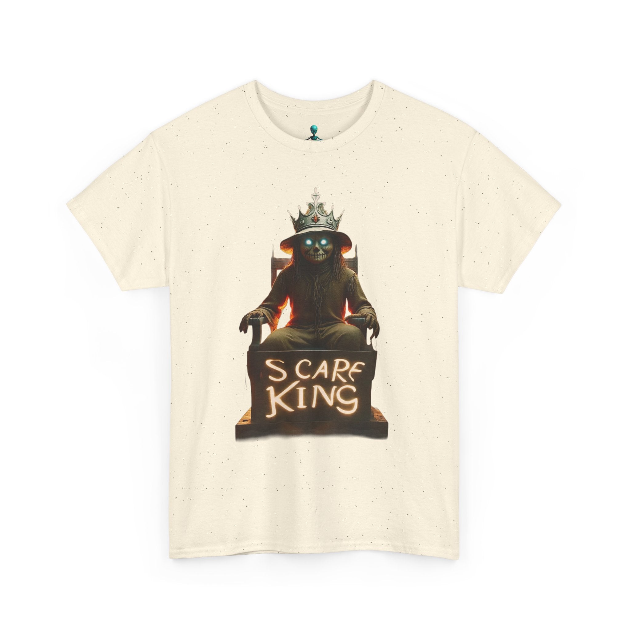 VYBZ Scare King Unisex Heavy Cotton Tee, Halloween Shirt, Horror Tee, Graphic T-Shirt, Scary Costume Top, Gift for Spooky Lovers