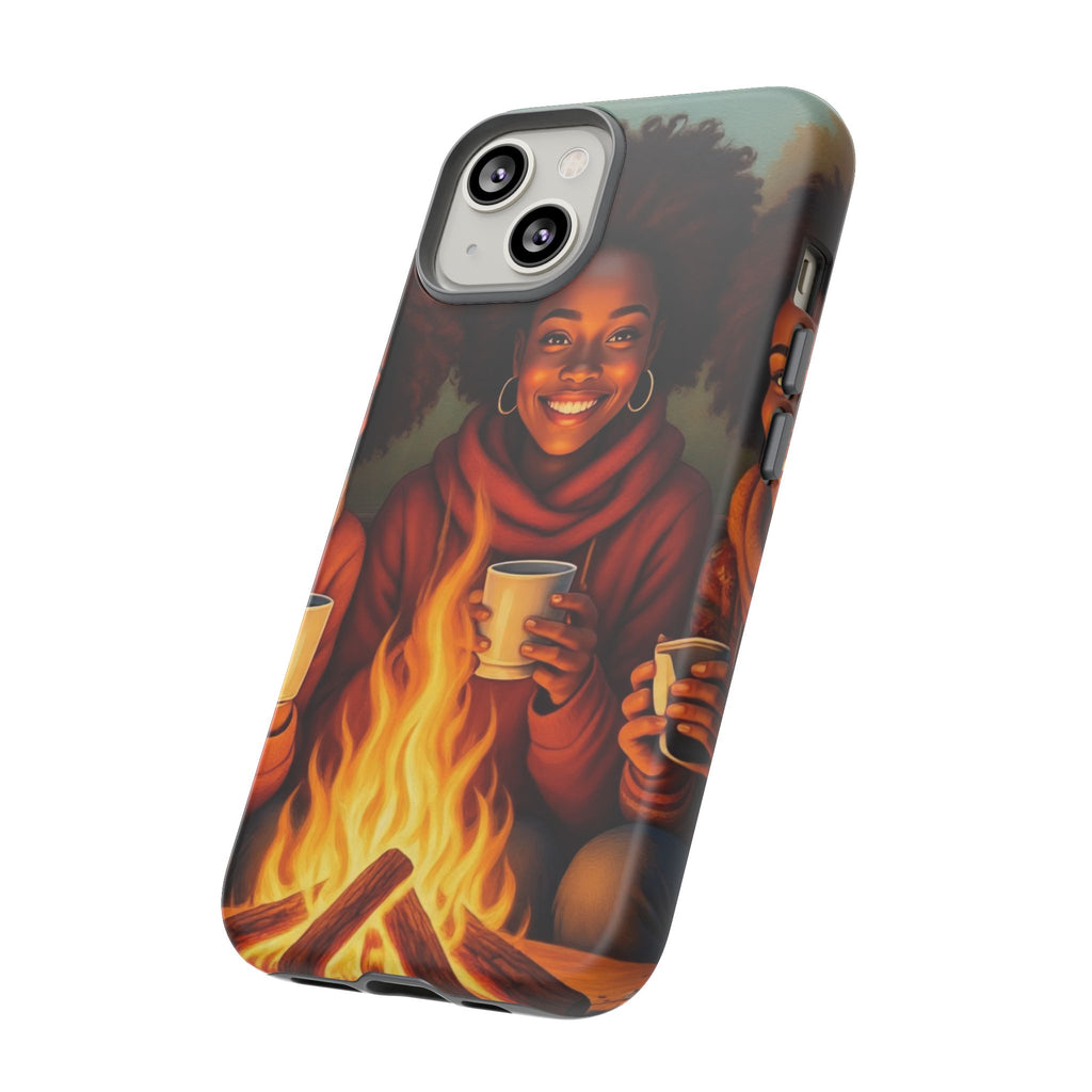Cozy Phone Case for Campfire Lovers, Tough Cases with Inspirational Design, Perfect Gift for Friends, Birthday Present, Nature Vibe