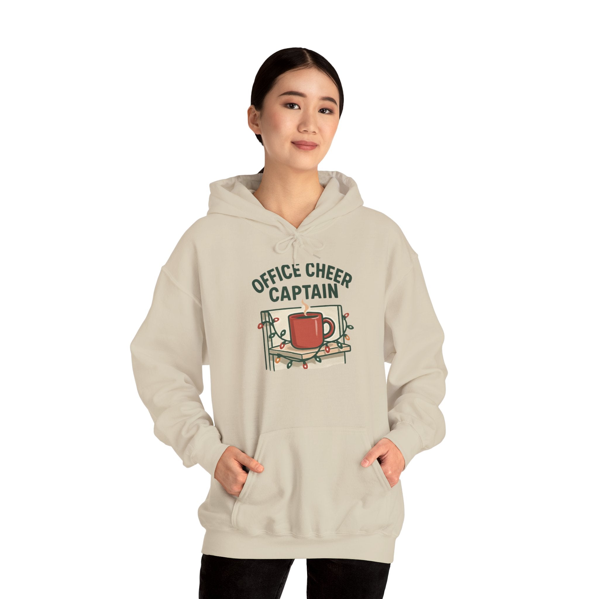 Office Cheer Captain Hoodie — Festive Holiday Mug Christmas Sweatshirt