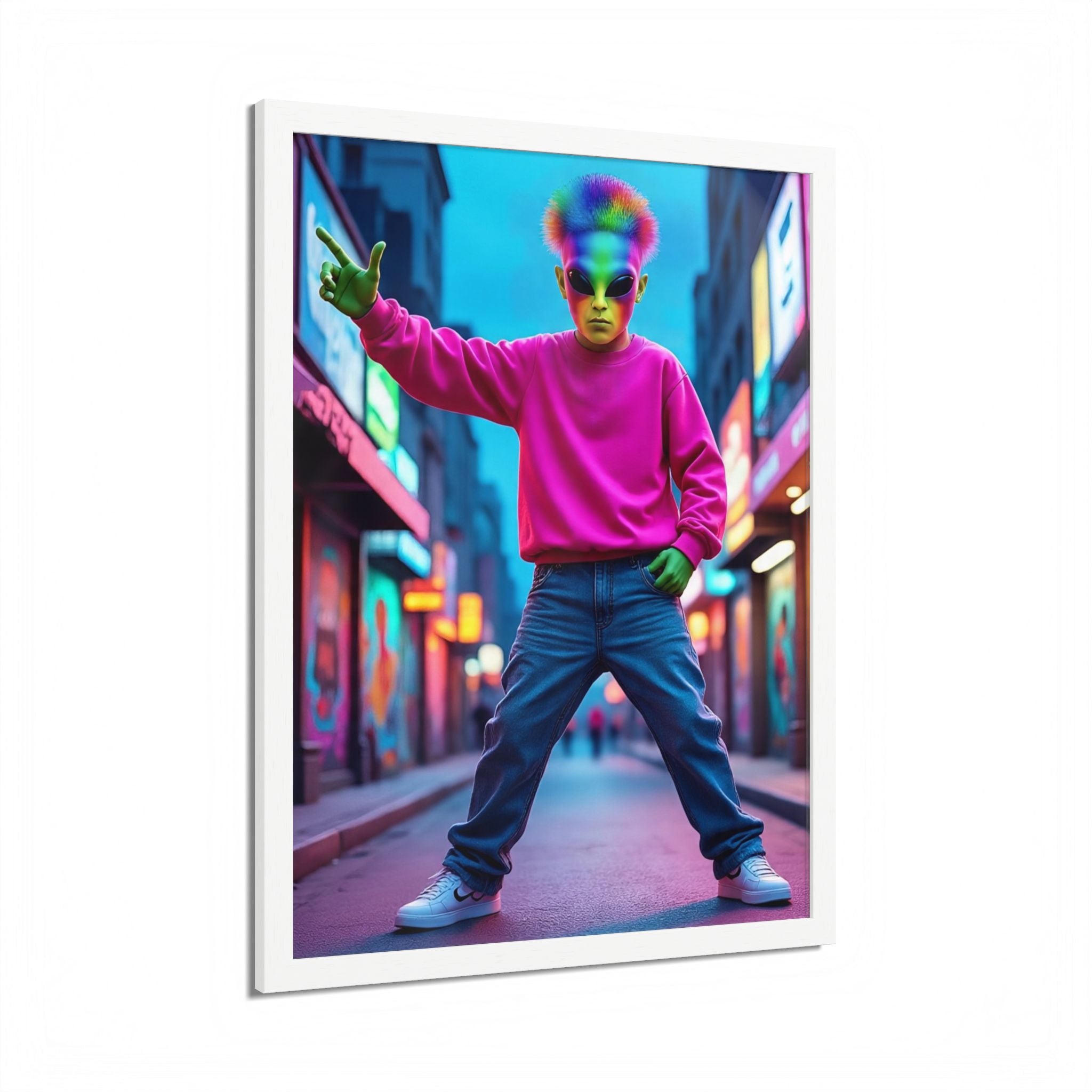 Vibrant Framed Poster, Colorful Wall Art for Home Décor, Funky Room Decoration, Unique Gift for Art Lovers, Retro Vibes, Pop Culture