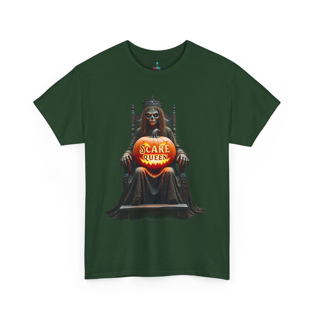 VYBZ Scare Queen Unisex Heavy Cotton Tee, Halloween T-Shirt, Horror Movie Fan Apparel, Gothic Fashion, Spooky Gift