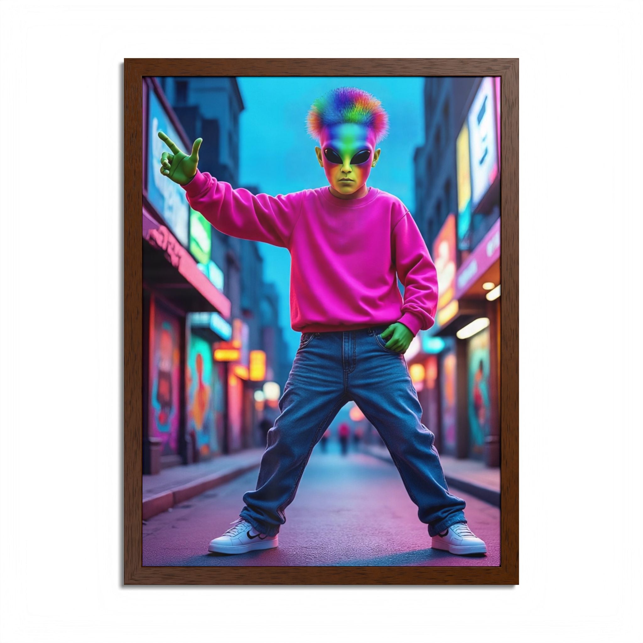Vibrant Framed Poster, Colorful Wall Art for Home Décor, Funky Room Decoration, Unique Gift for Art Lovers, Retro Vibes, Pop Culture