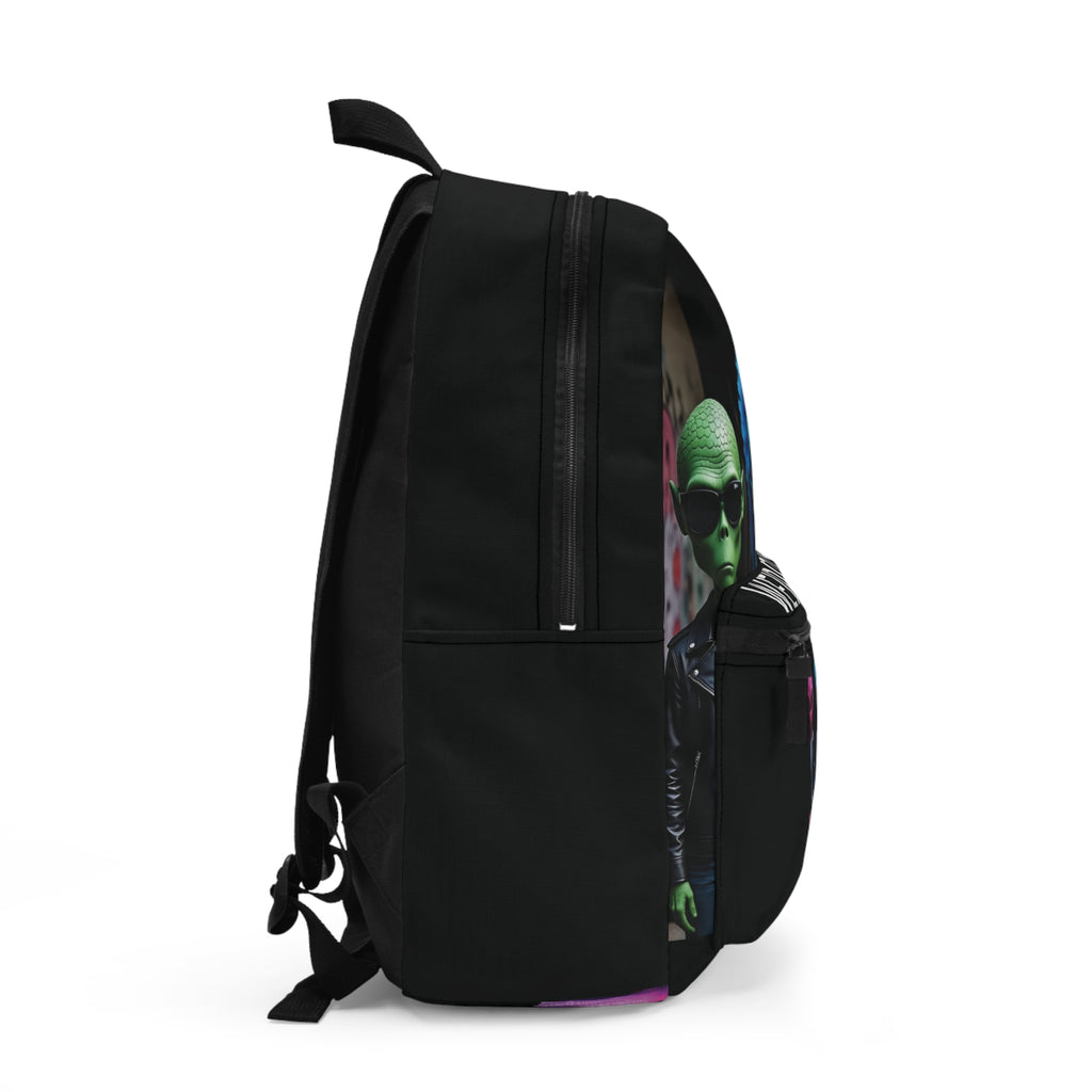 VYBZ "Weirdo Alien" Backpack, Quirky School Bag, Trendy Travel Pack, Unique Gift for Kids and Teens, Stylish Accessory for UFO Lovers