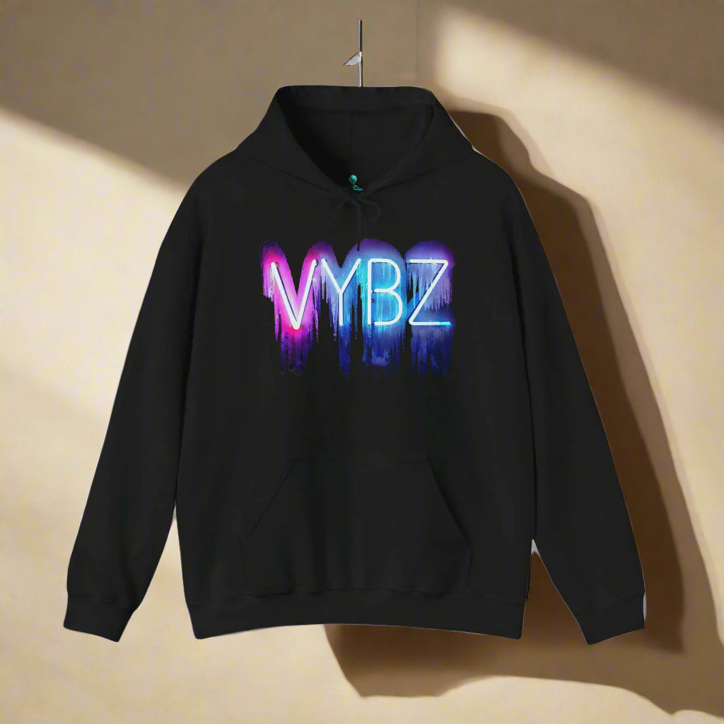 Vibrant VYBZ Unisex Hooded Sweatshirt, Trendy Streetwear, Layering Essential, Gift for Friends, Music Festival Outfit