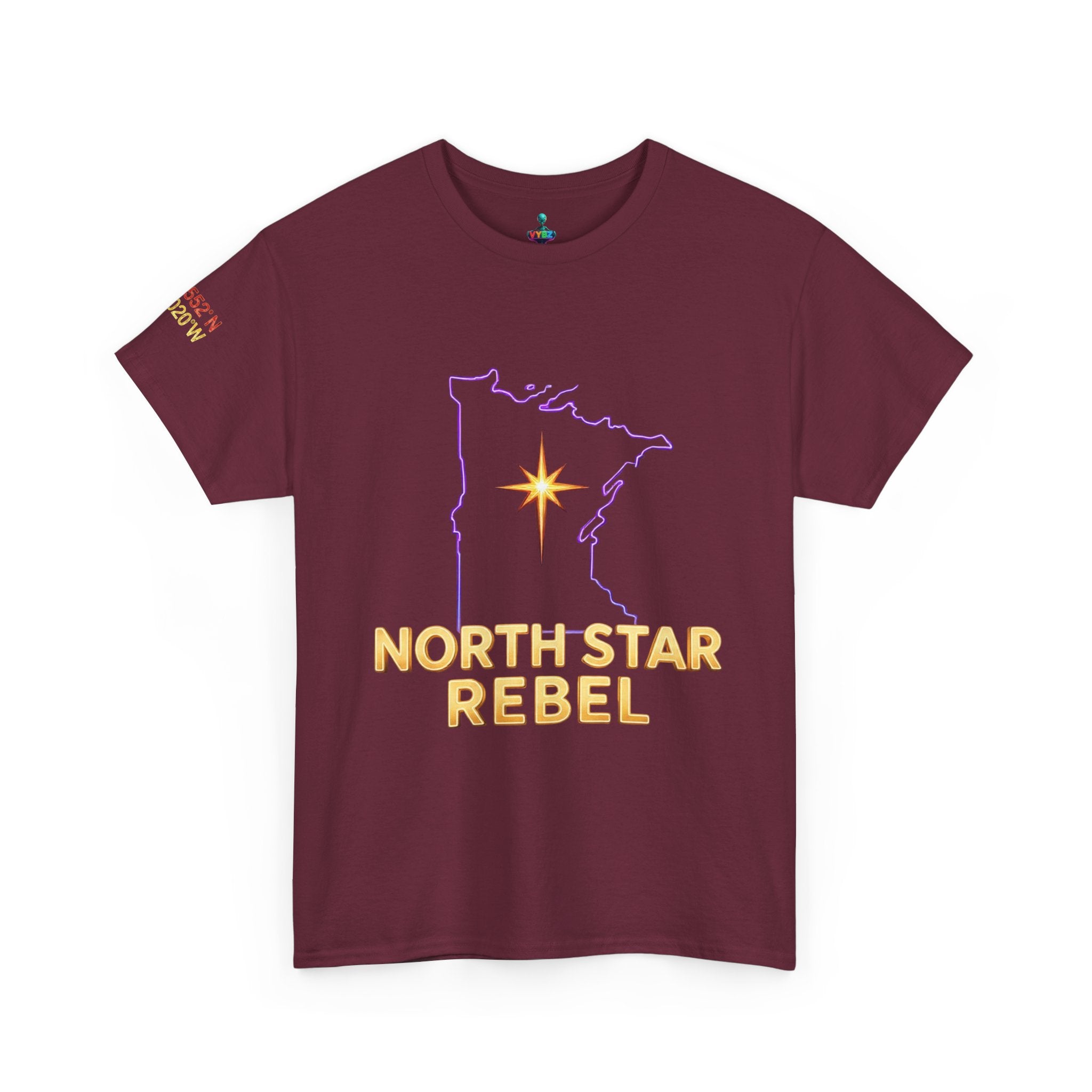 North Star Rebel Tee — Minnesota Map Shirt with "We Hold The Line" Gold Back Print