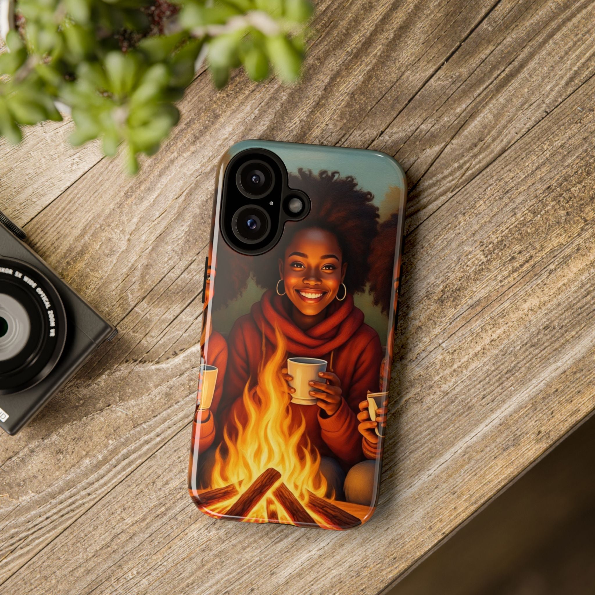 Cozy Phone Case for Campfire Lovers, Tough Cases with Inspirational Design, Perfect Gift for Friends, Birthday Present, Nature Vibe