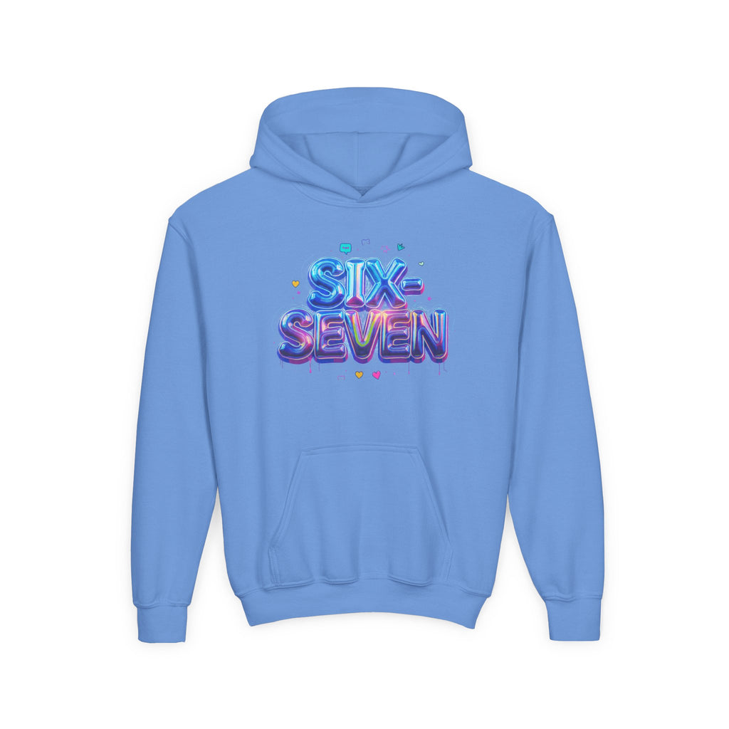 Youth Hoodie — "Six Seven" Colorful 3D Balloon Text Graphic