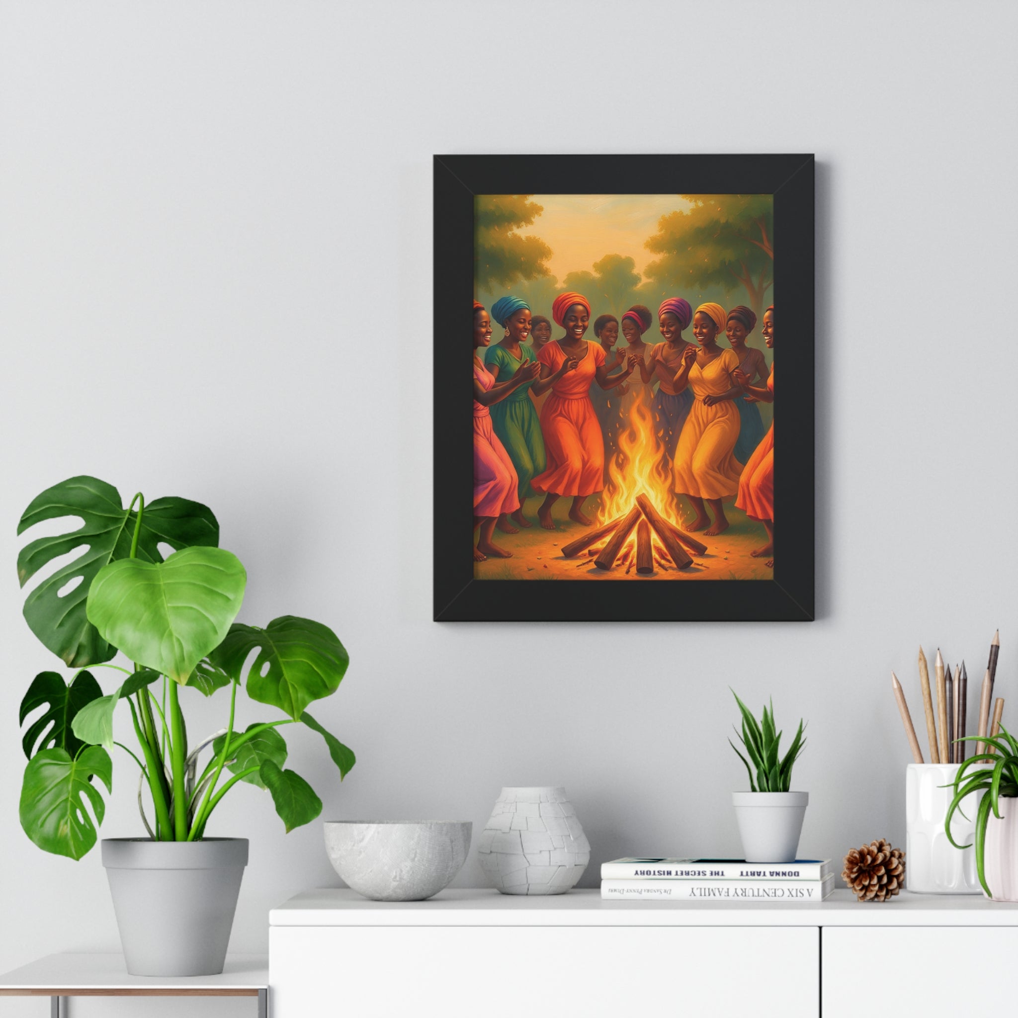 African Women Dance Bonfire Poster