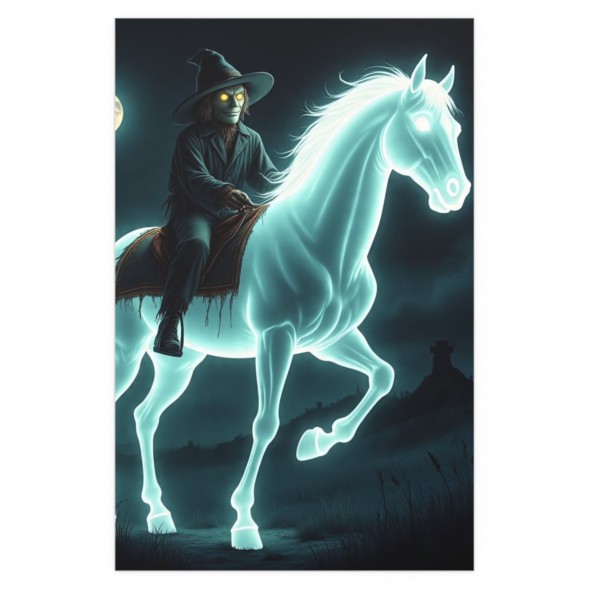 Mystical Wizard Horse Silk Poster, Home Decor, Halloween Art, Wall Art, Gift for Horse Lovers, Indoor and Outdoor Decoration