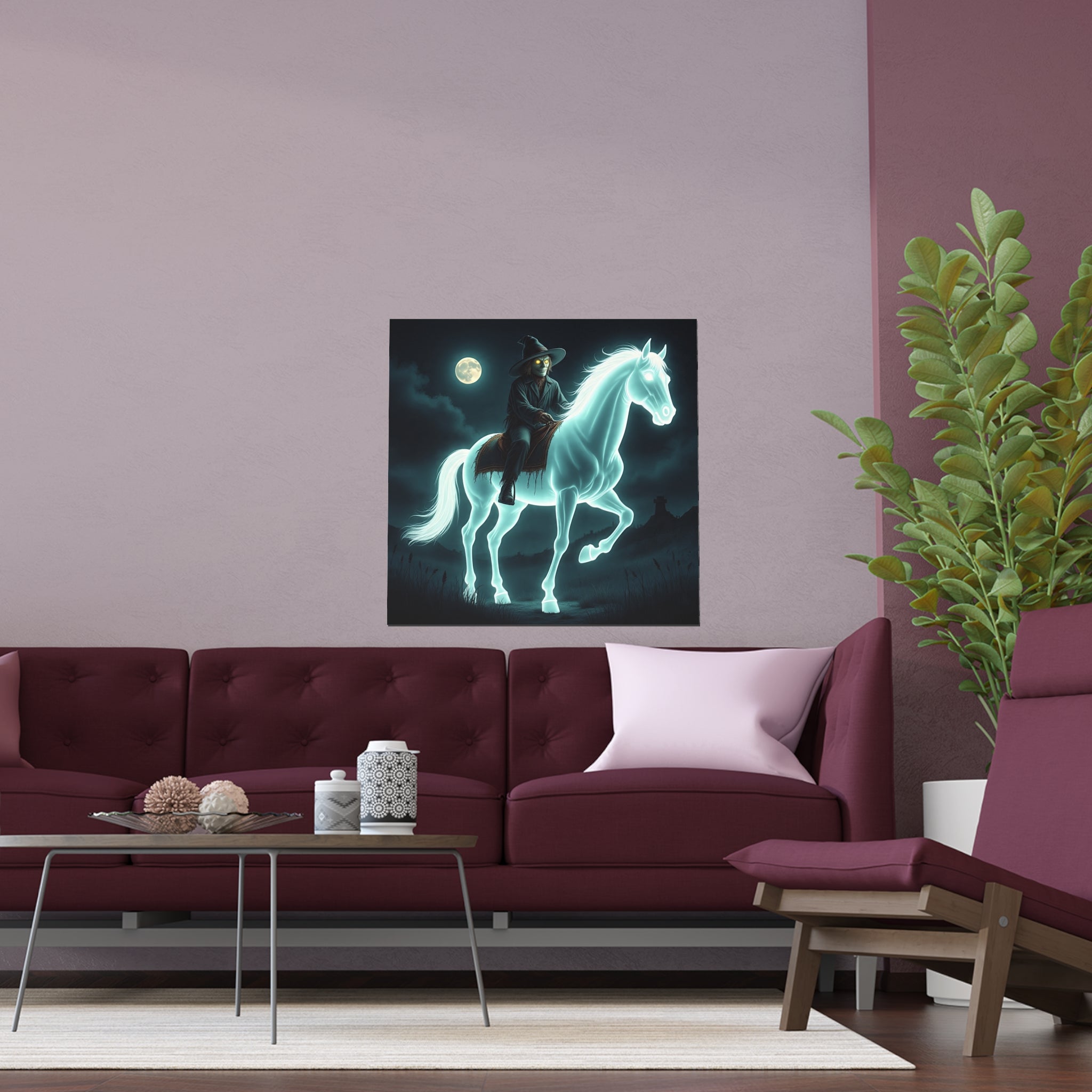 Mystical Wizard Horse Silk Poster, Home Decor, Halloween Art, Wall Art, Gift for Horse Lovers, Indoor and Outdoor Decoration