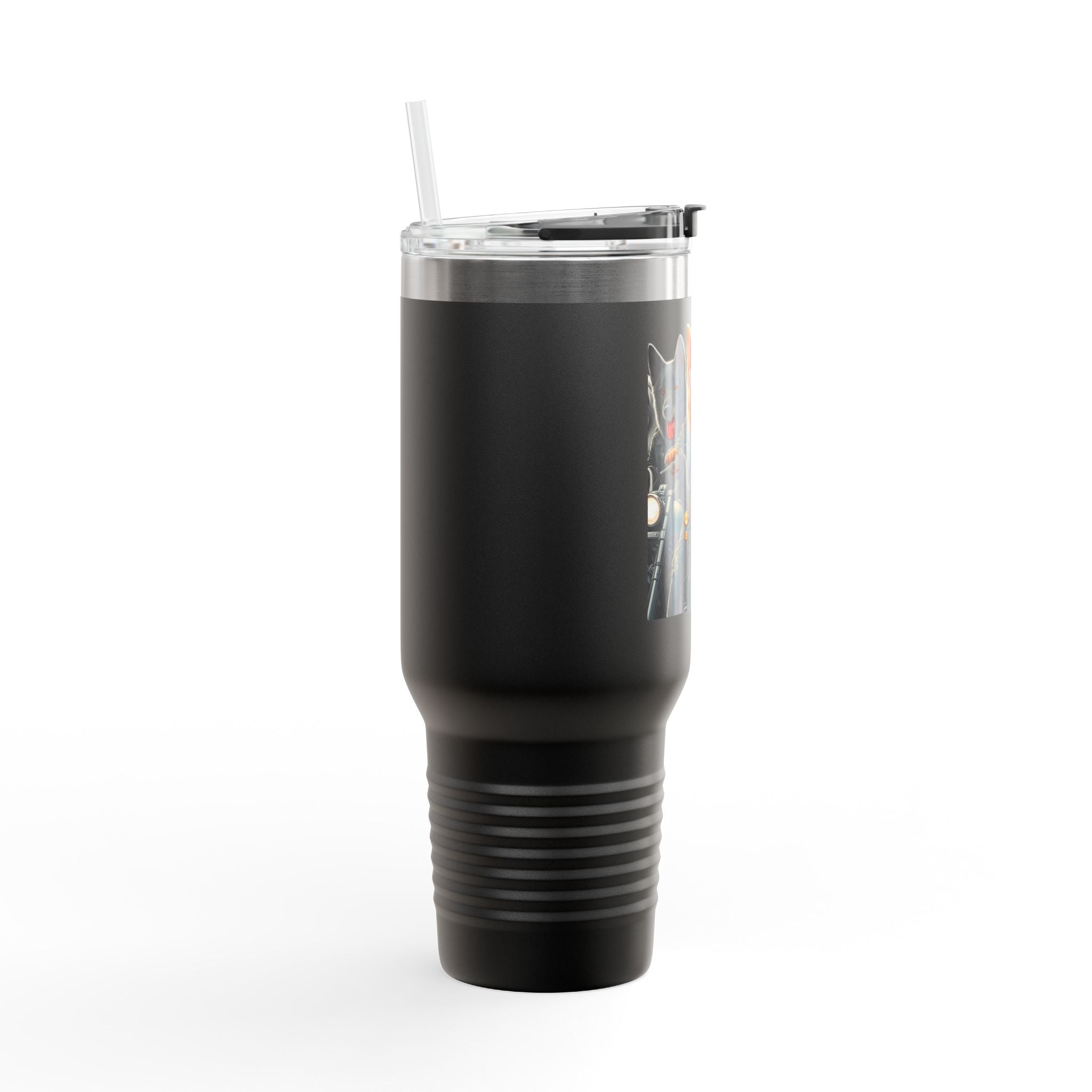 Insulated Travel Mug - Fun Motorcycle Dog Design