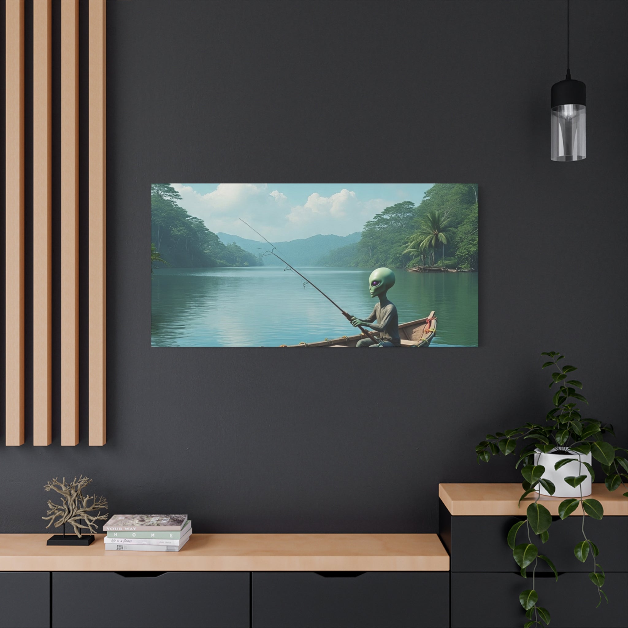 Alien Fishing Canvas Art