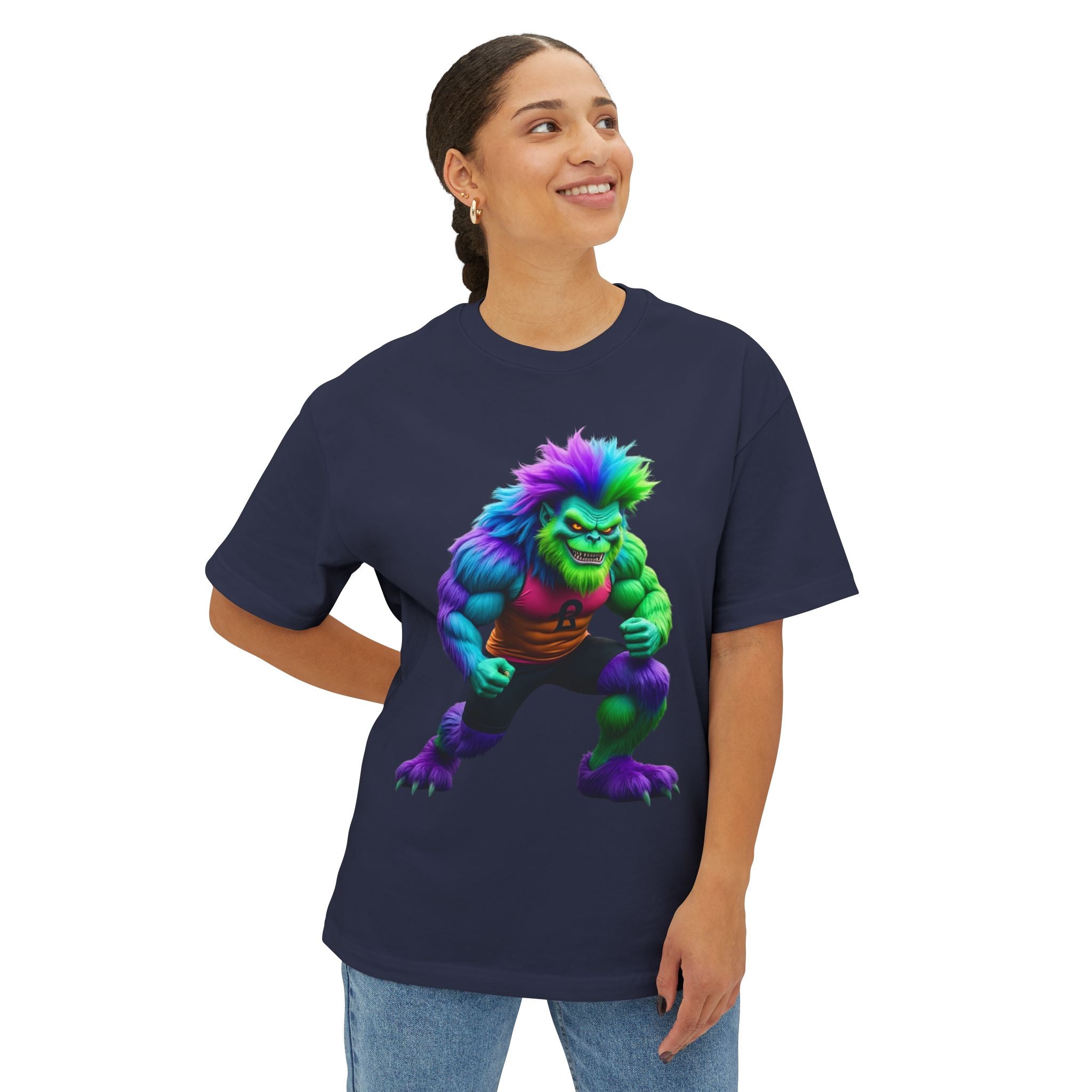 VYBZ Colorful Monster Graphic Tee, Fun Unisex Boxy Shirt, Casualwear for Kids & Adults, Gifts for Birthdays, Festivals, Summer Vibes, Streetwear