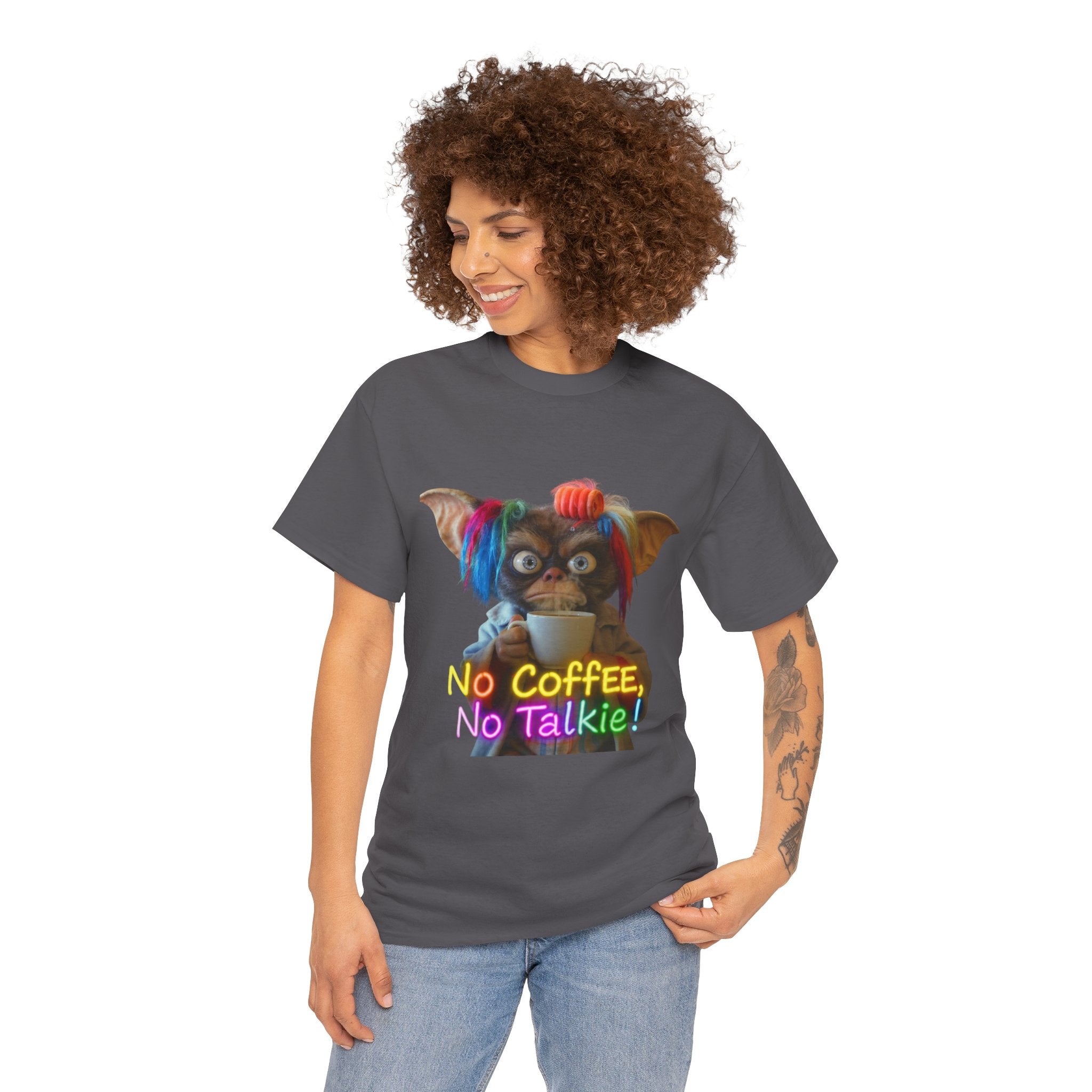 No Coffee, No Talkie Tee — Cute Gremlin Coffee Morning Shirt