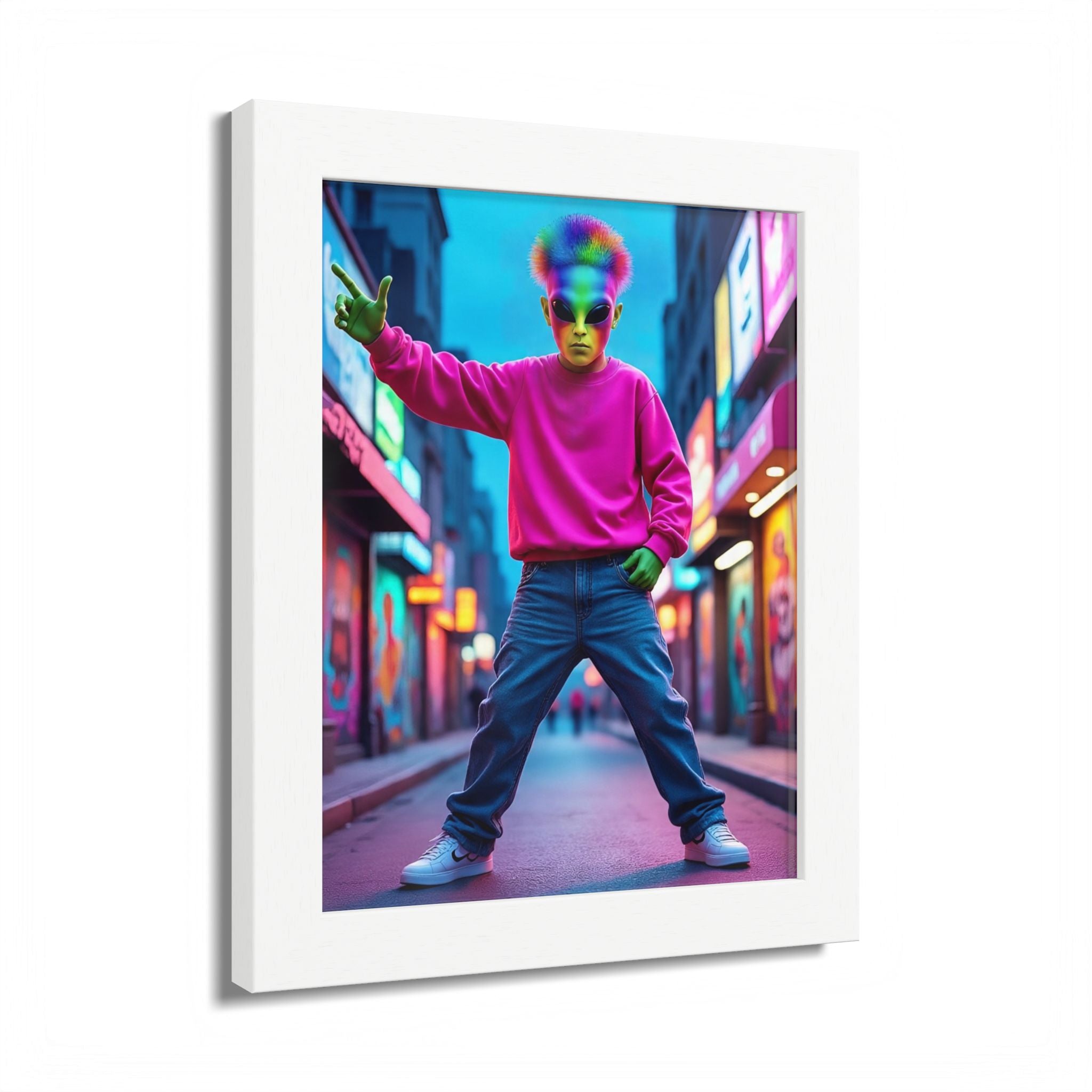 Vibrant Framed Poster, Colorful Wall Art for Home Décor, Funky Room Decoration, Unique Gift for Art Lovers, Retro Vibes, Pop Culture