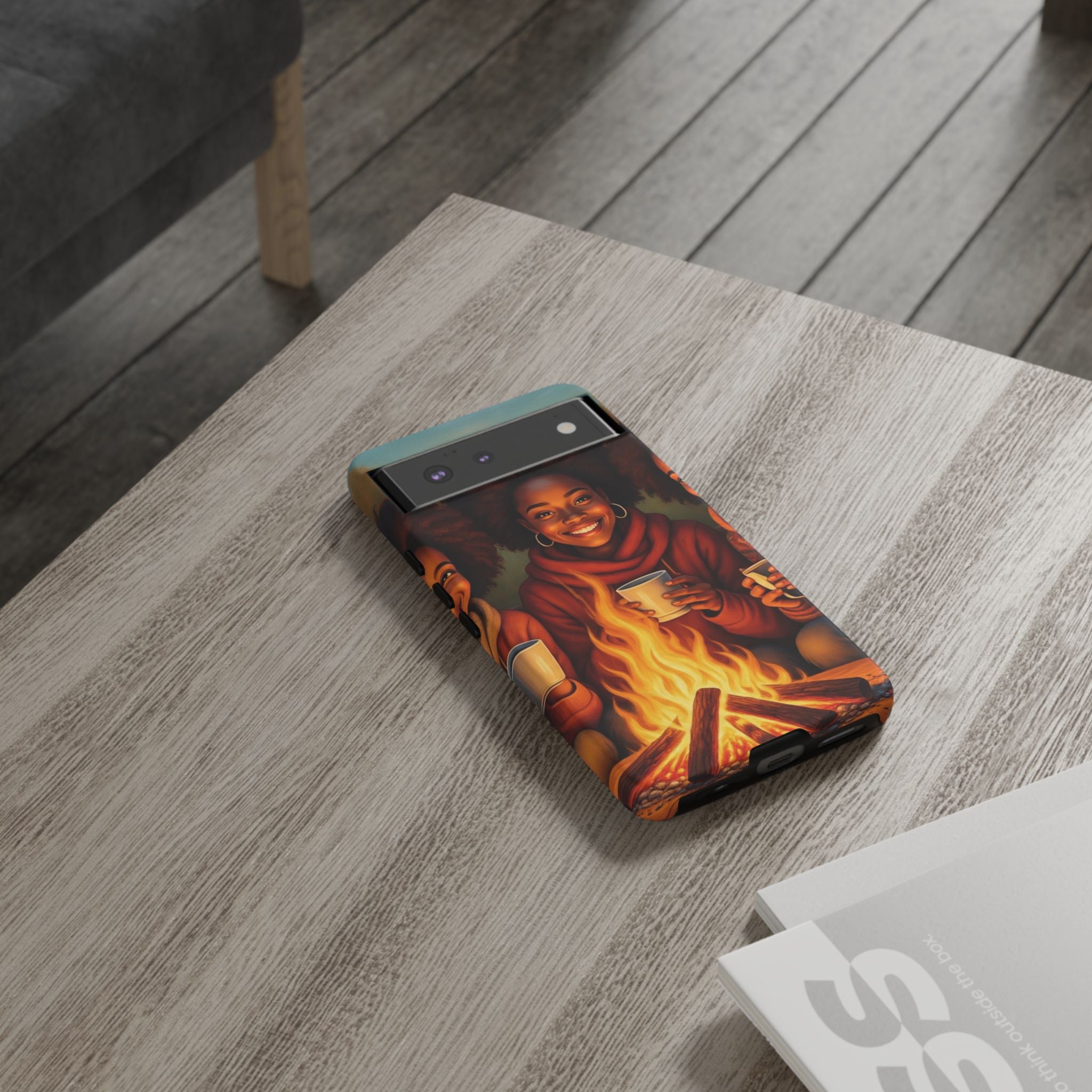 Cozy Phone Case for Campfire Lovers, Tough Cases with Inspirational Design, Perfect Gift for Friends, Birthday Present, Nature Vibe