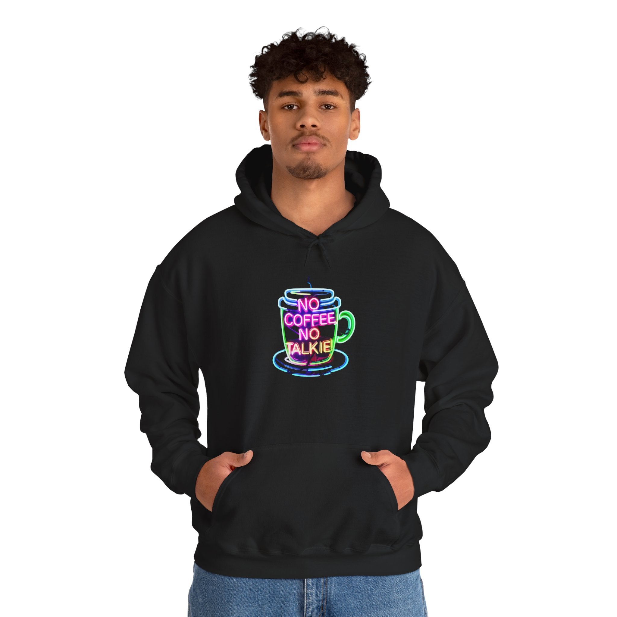 Hoodie - "No Coffee No Talkie" Colorful Coffee Cup Hoodie