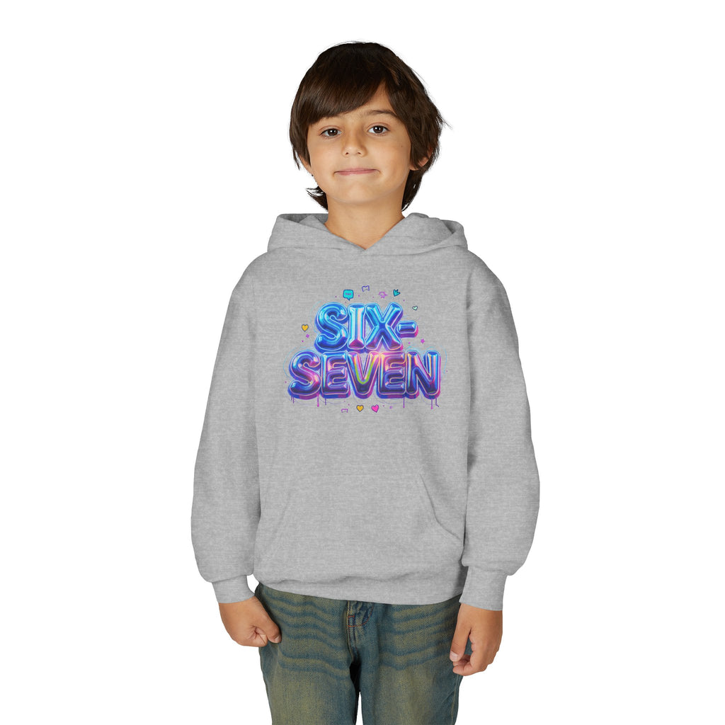 Youth Hoodie — "Six Seven" Colorful 3D Balloon Text Graphic