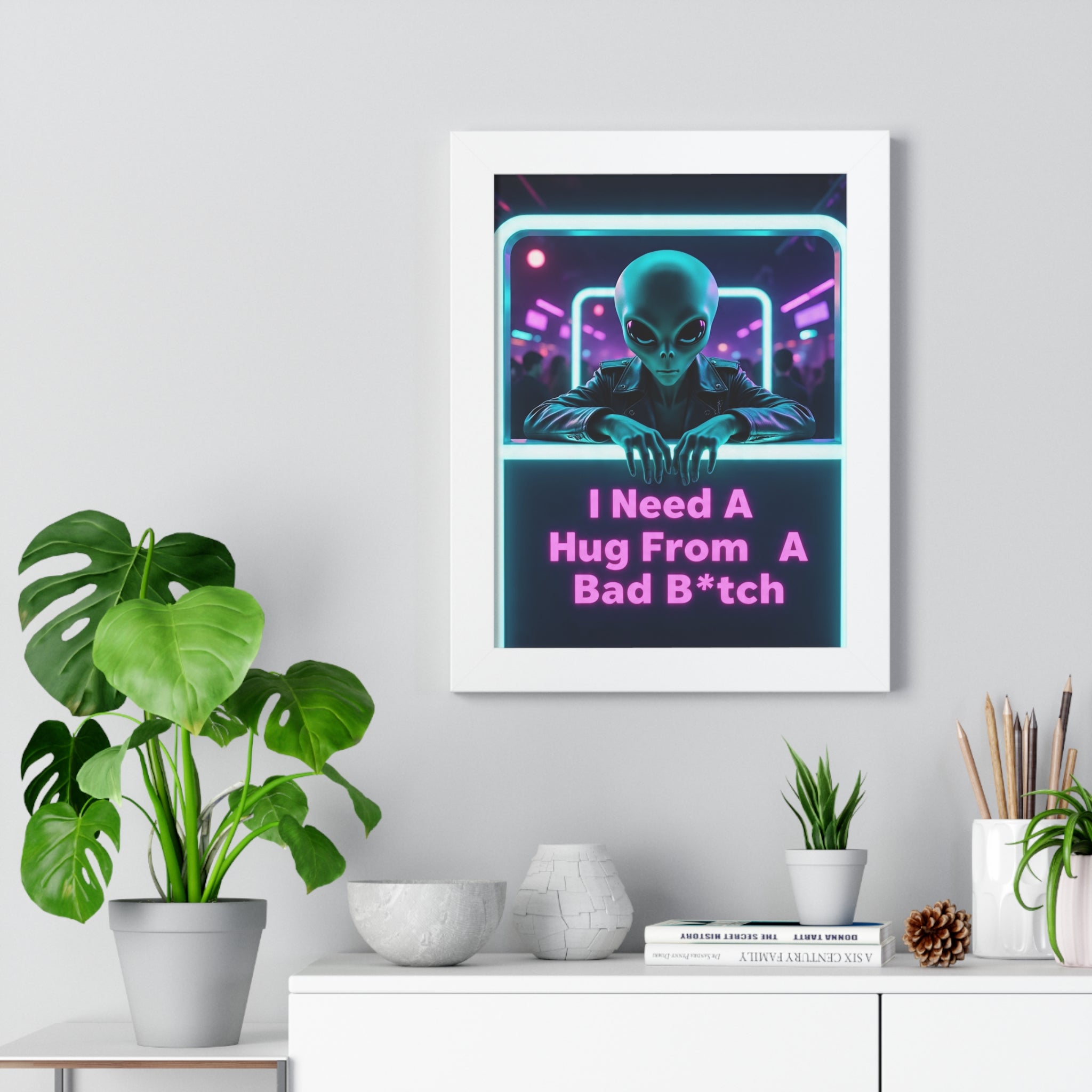 Funky Alien Art Print, Framed Vertical Poster for Home Decor, Cool Gift for Sci-Fi Lovers, Quirky Wall Art for Parties, Unique Room [...]