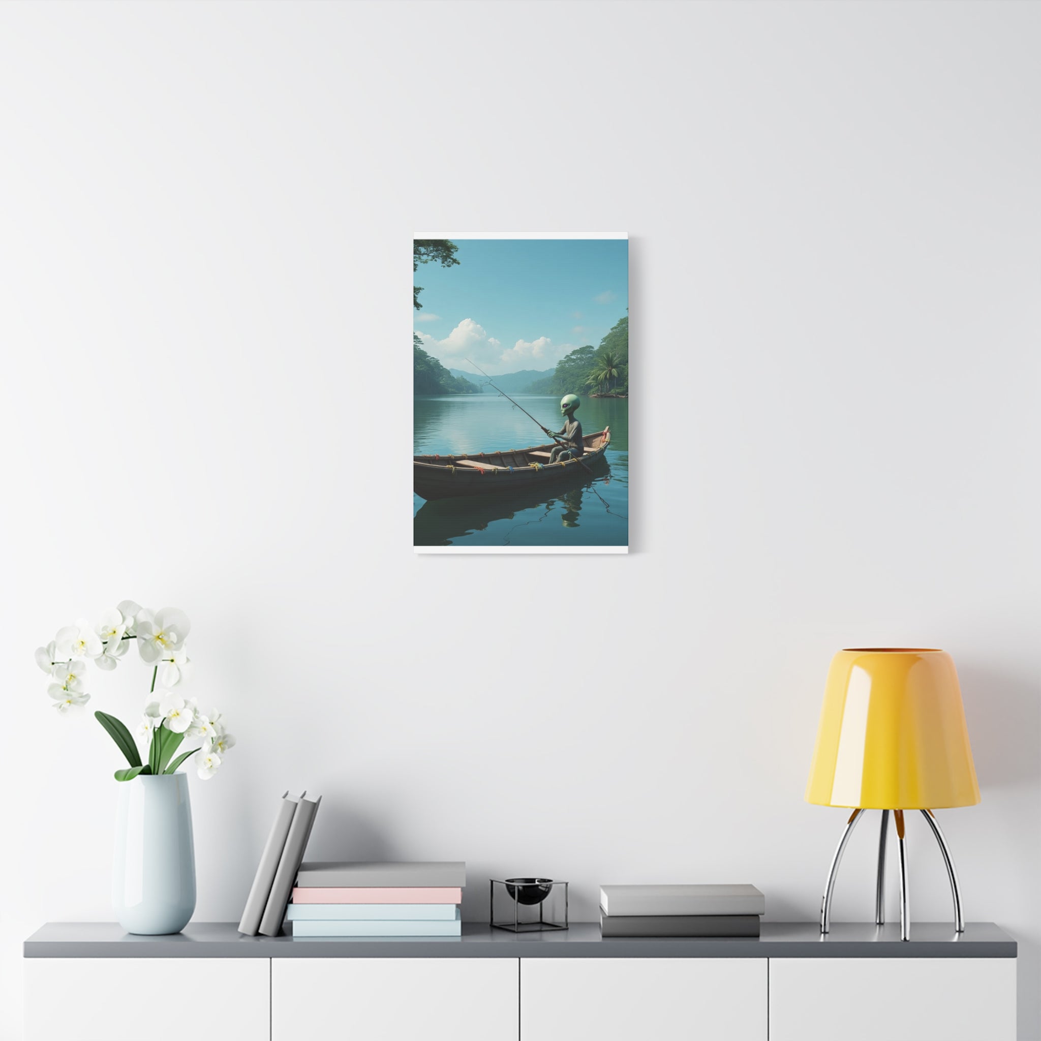 Alien Fishing Canvas Art