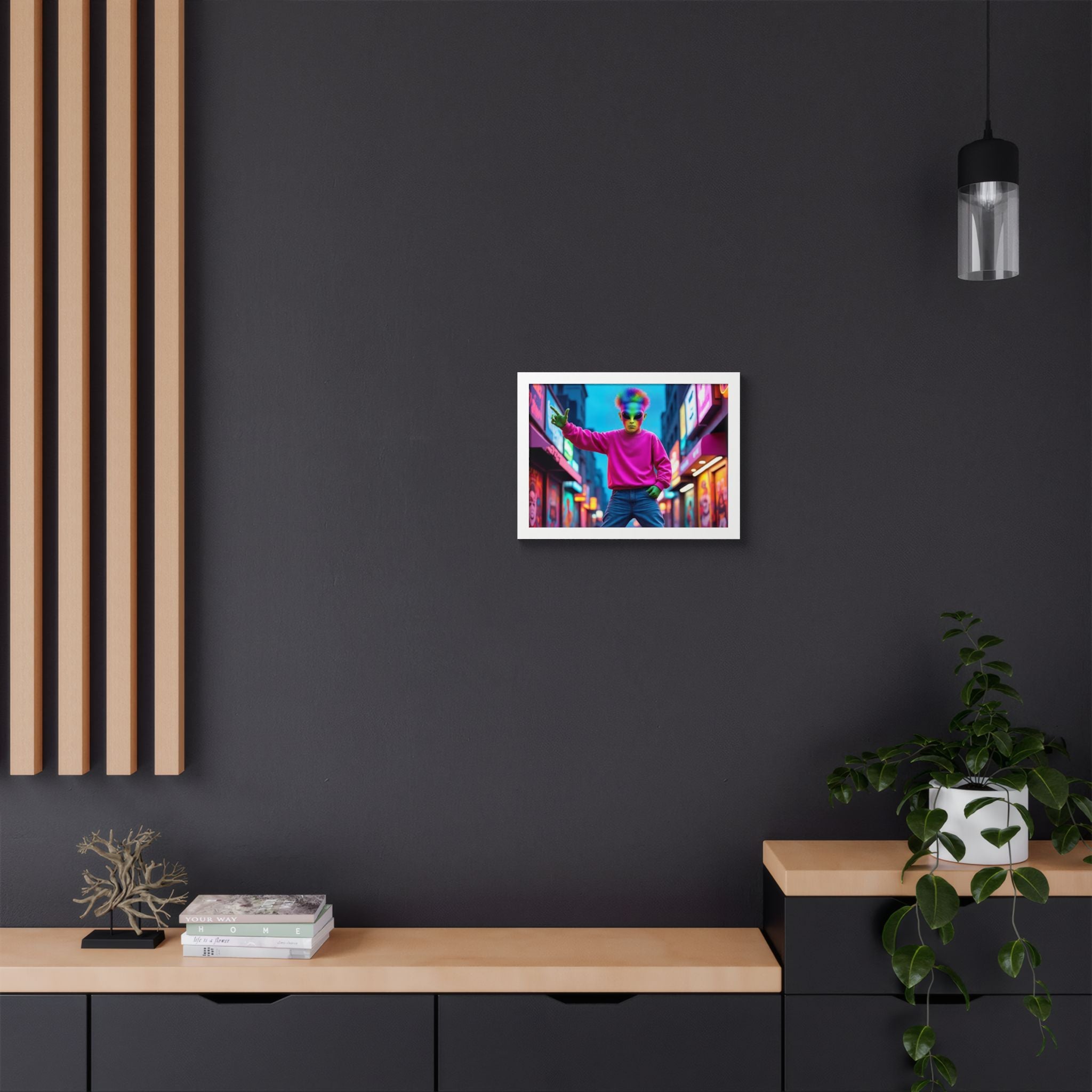 Vibrant Framed Poster, Colorful Wall Art for Home Décor, Funky Room Decoration, Unique Gift for Art Lovers, Retro Vibes, Pop Culture